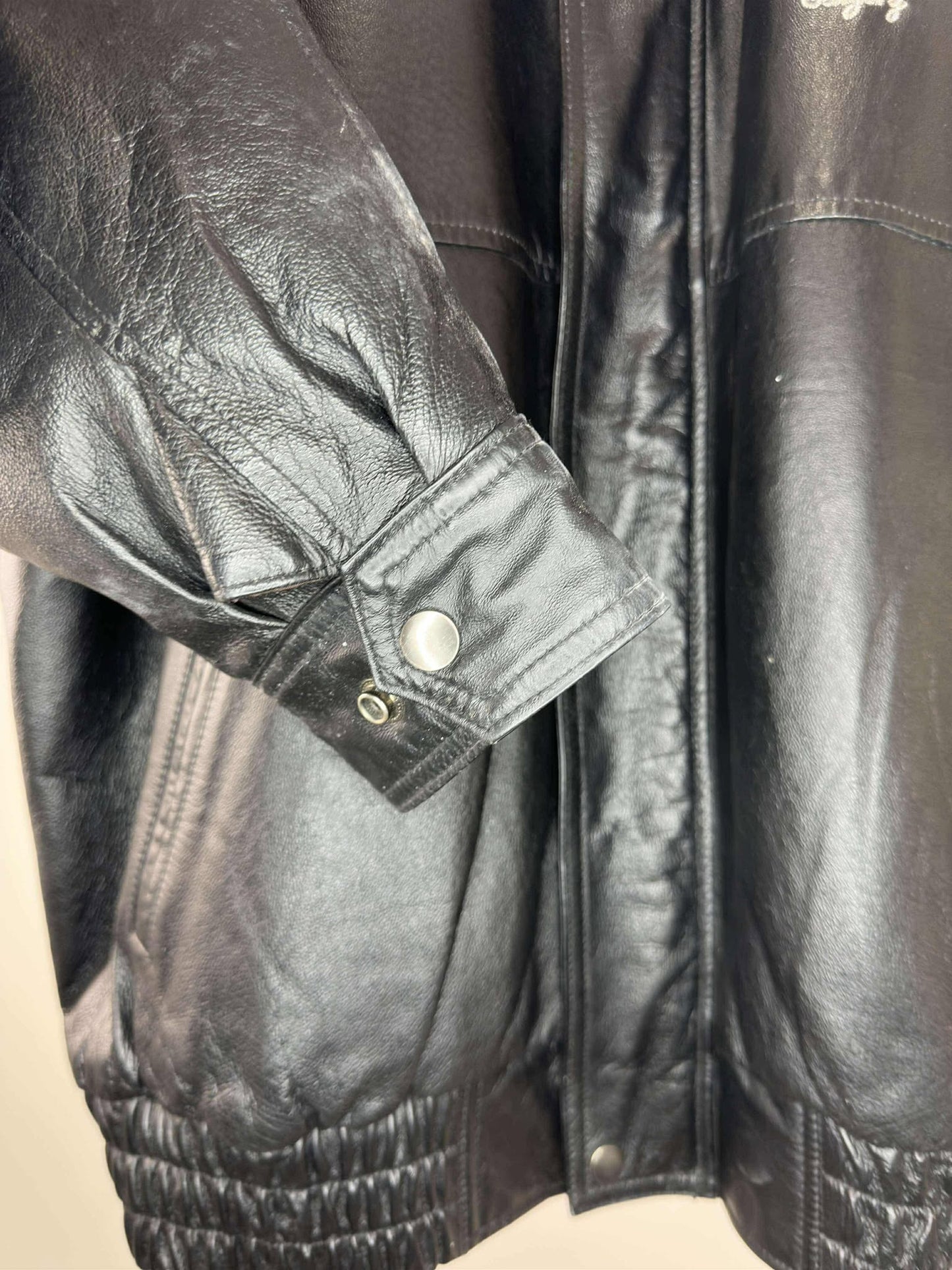 VTG x Amanati x Alberta Mustang Auto Club x Black Genuine Leather Jacket - XL