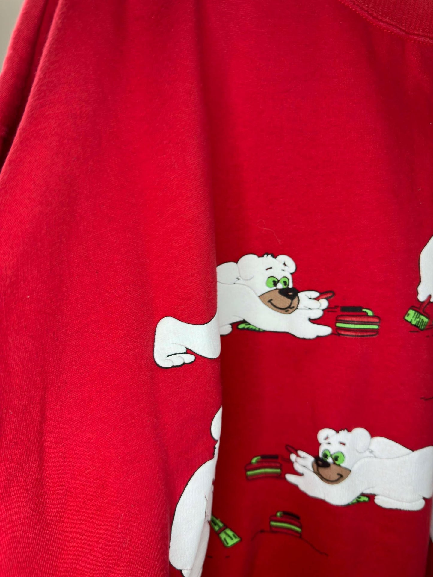 VTG x All Canada x Curling Bears x Red Pullover Crewneck - XL