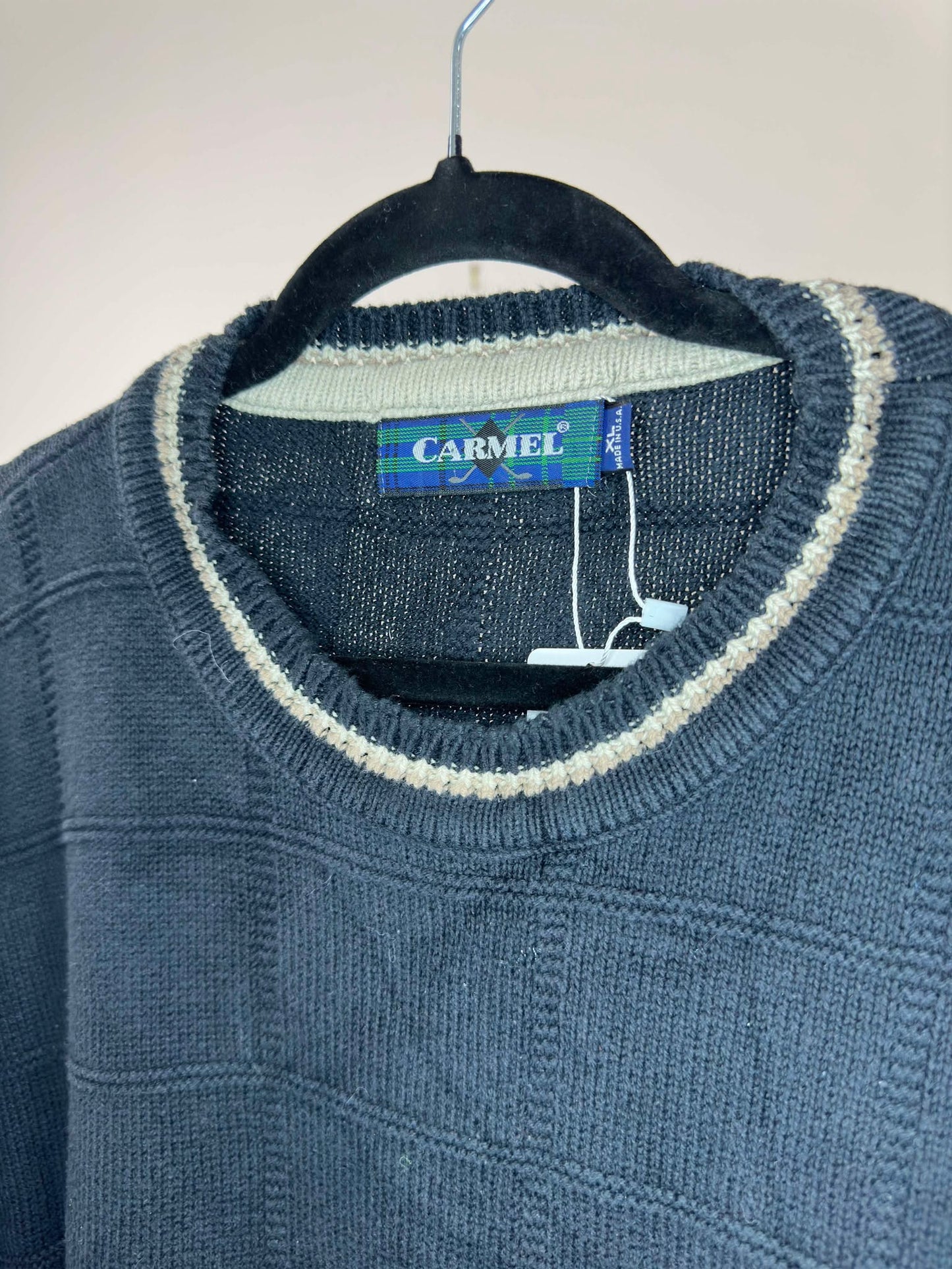 VTG x CARMEL x Navy Golfing Embroidery Knit Pullover Sweater - XL