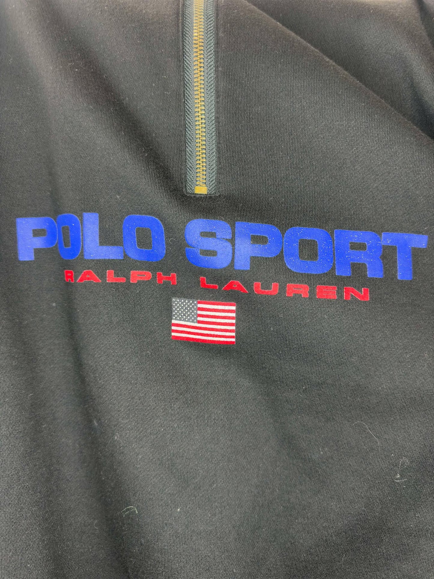 VTG x Polo Sport x Ralph Lauren x Black Quarterzip Collared Pullover - XL