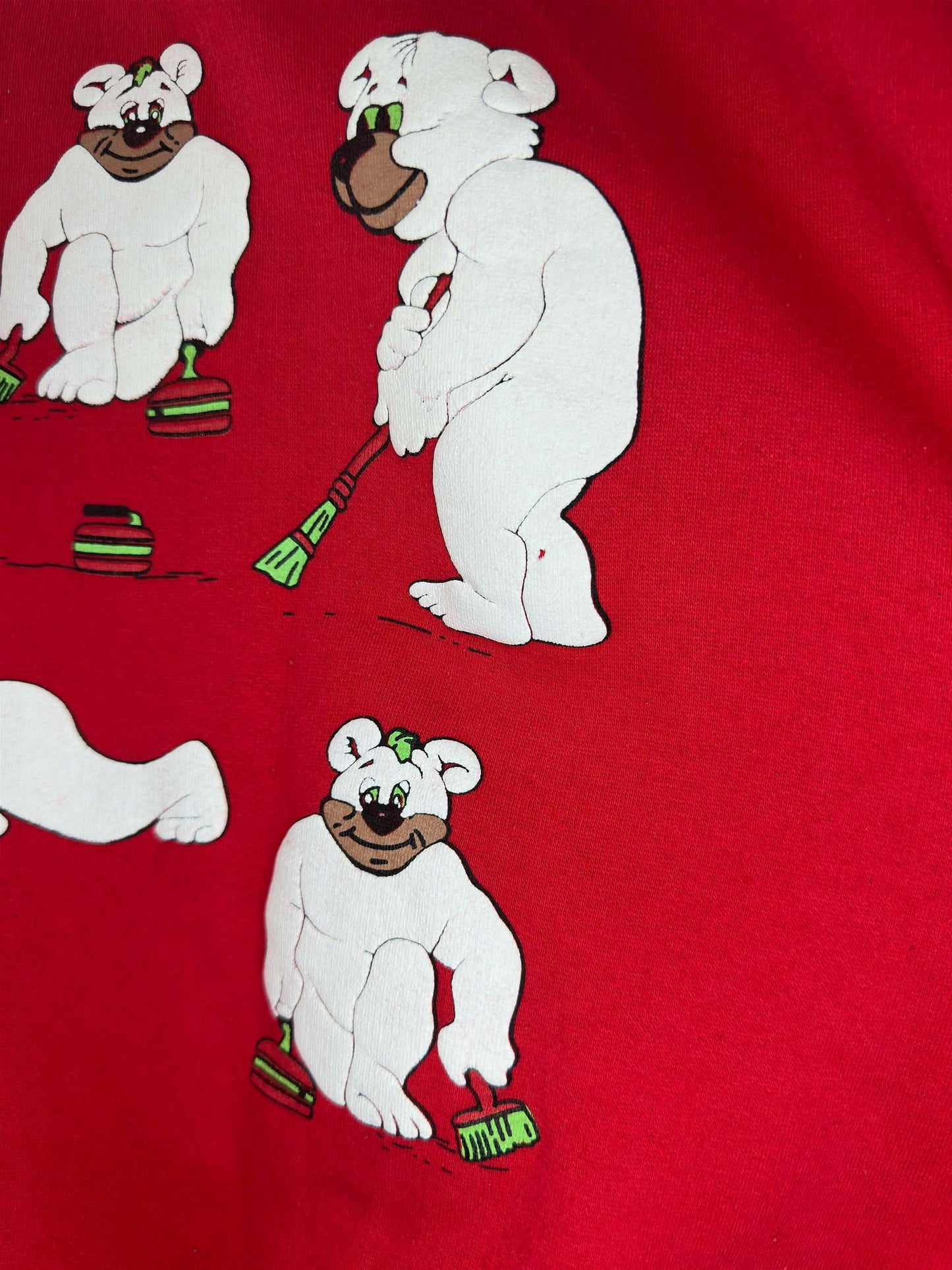 VTG x All Canada x Curling Bears x Red Pullover Crewneck - XL