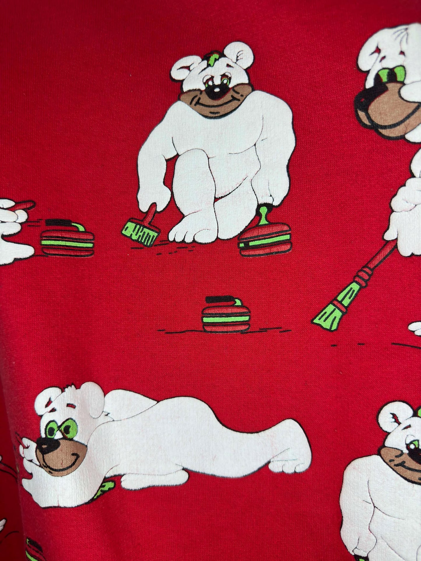 VTG x All Canada x Curling Bears x Red Pullover Crewneck - XL