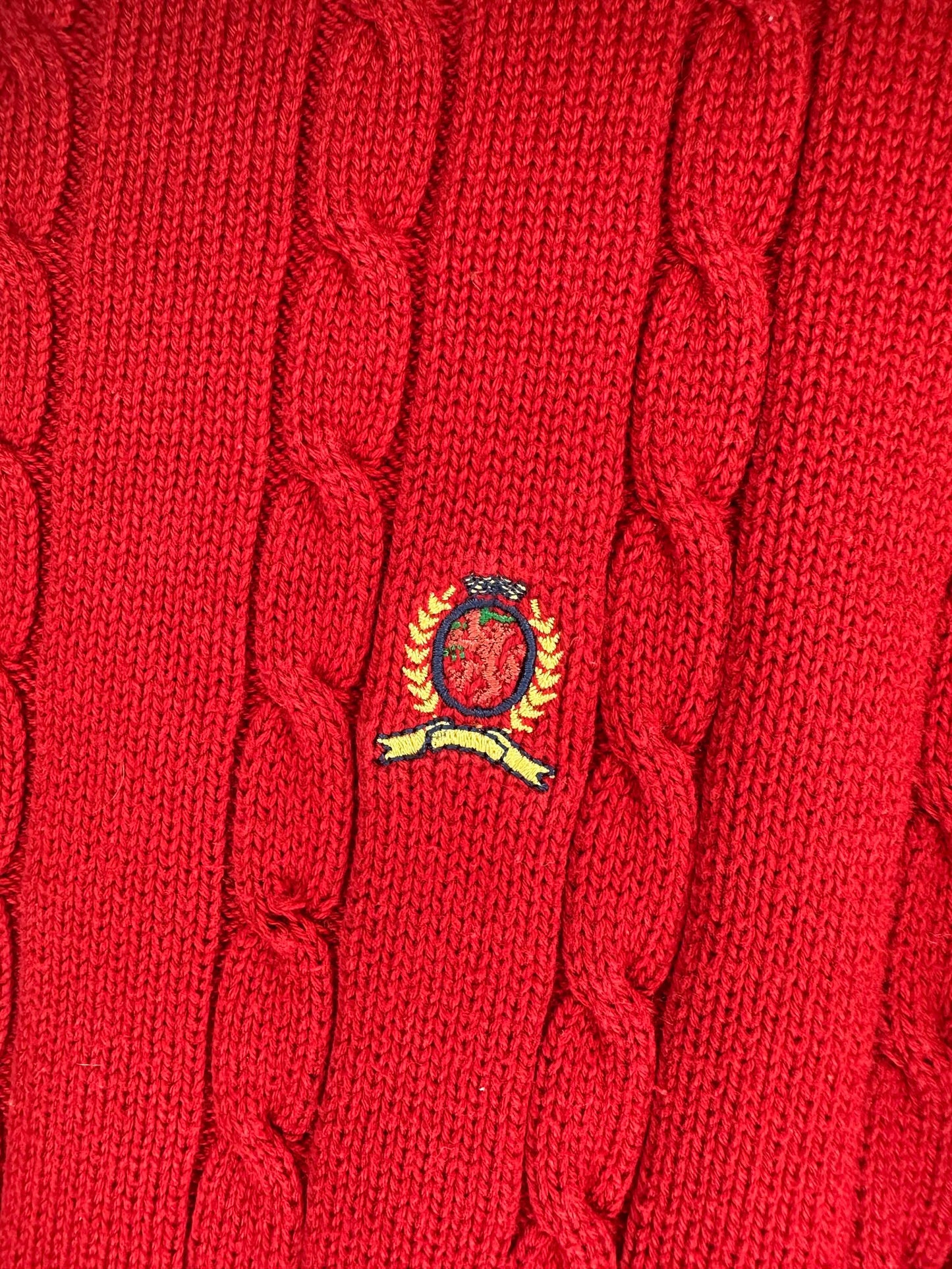 Y2K x Tommy Hilfiger x Red Pullover 3D Knit Sweater - S