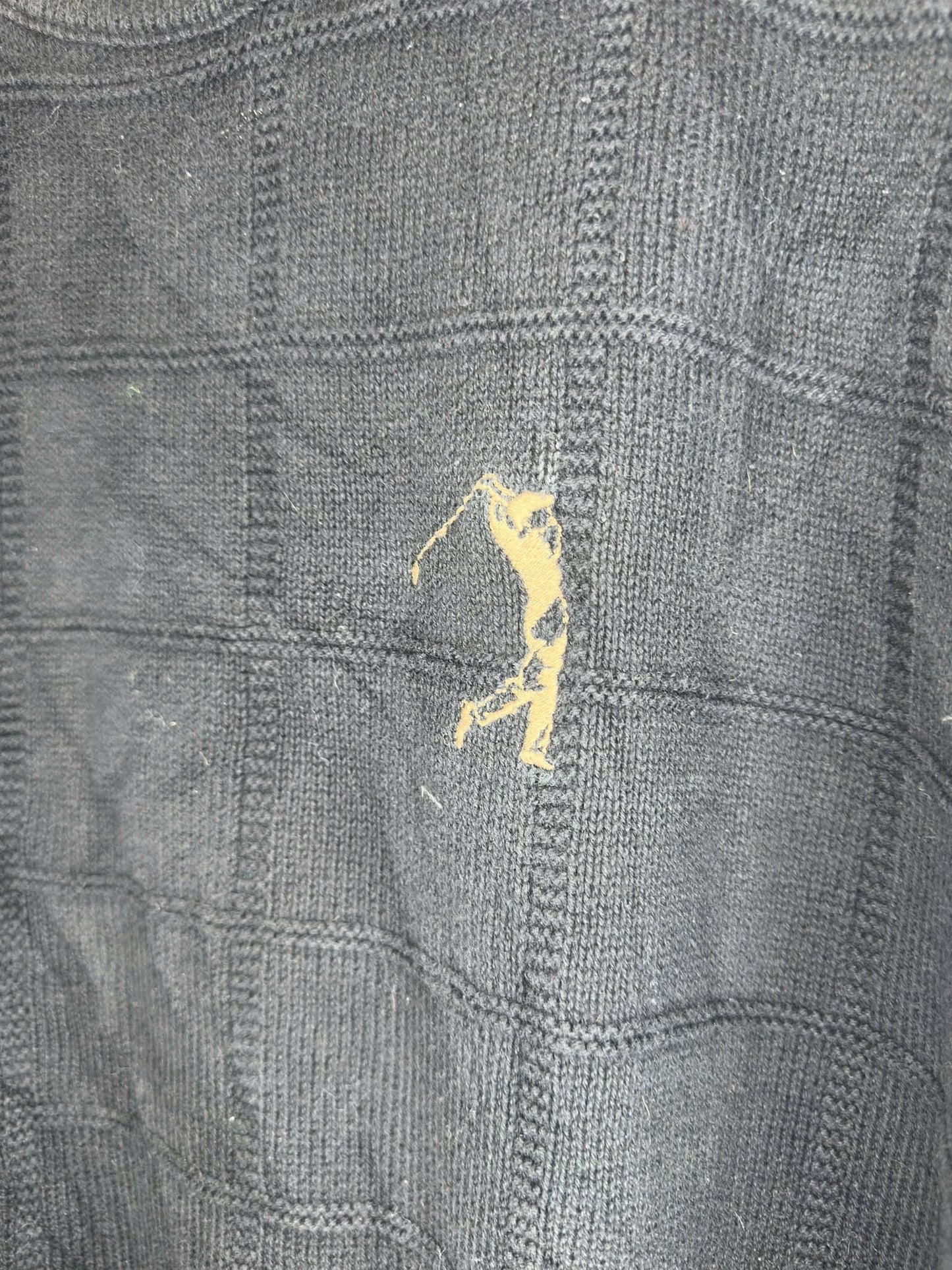 VTG x CARMEL x Navy Golfing Embroidery Knit Pullover Sweater - XL