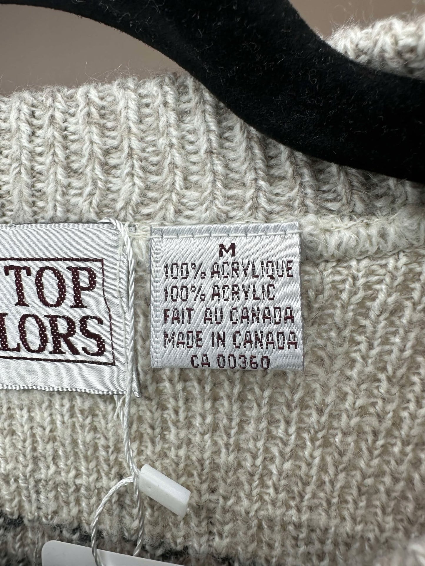 VTG x Tiptop Tailors x Beige Black Aztec Pattern Pullover Knit Sweater - M