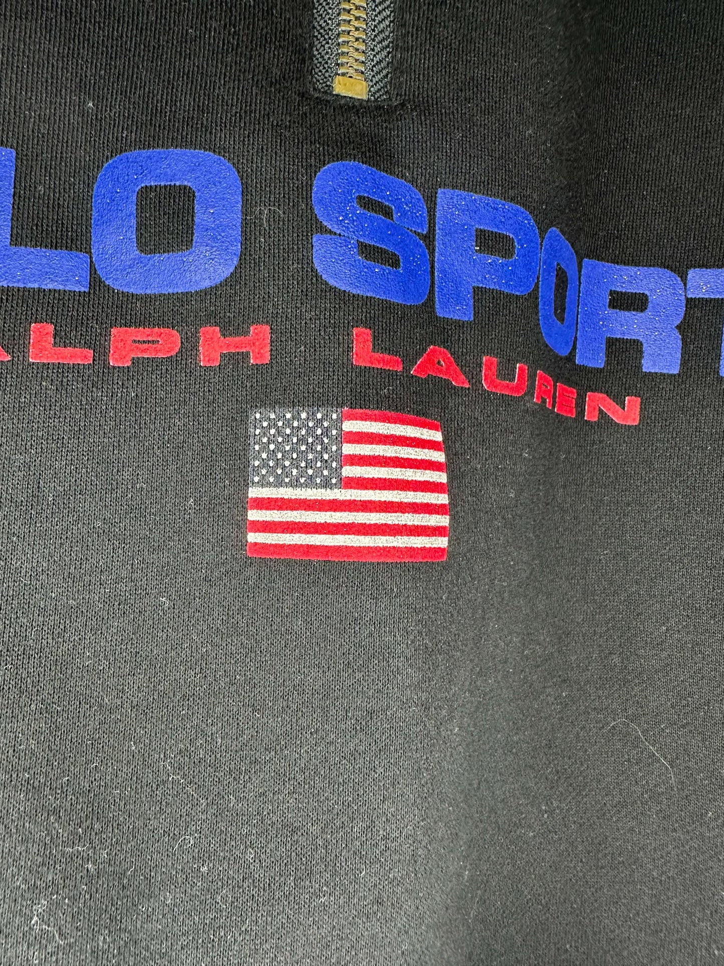 VTG x Polo Sport x Ralph Lauren x Black Quarterzip Collared Pullover - XL