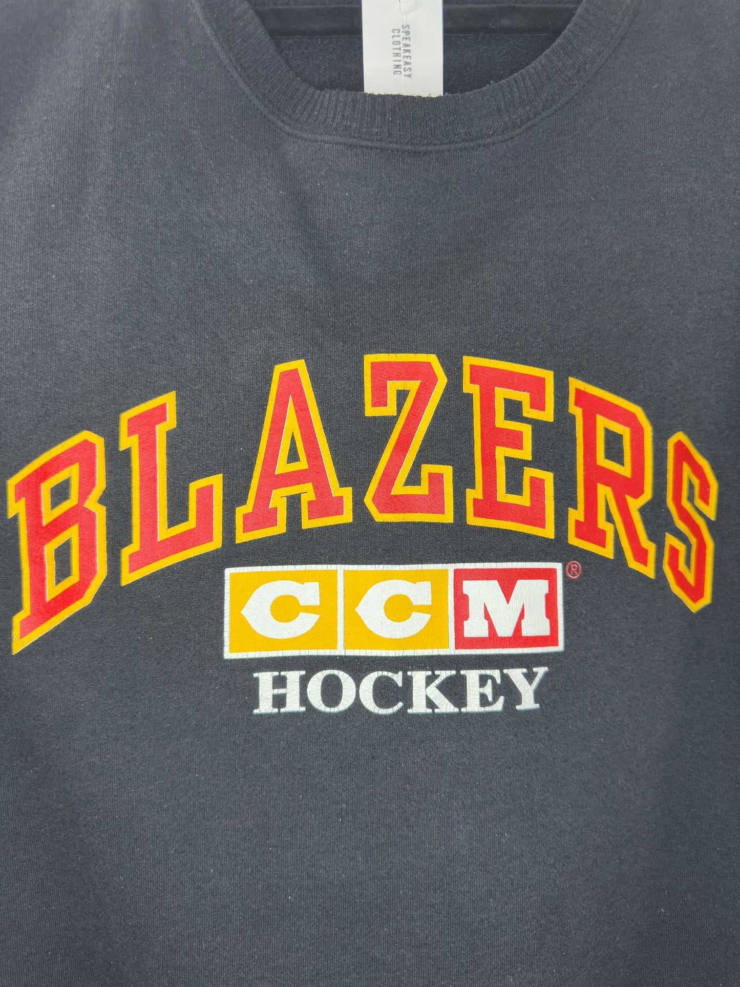 VTG x CCM x Vancouver Blazers x Black Pullover Crewneck -XXL