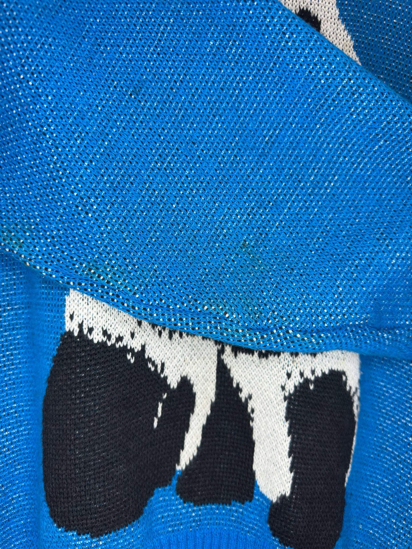 VTG x White Ram x Black Blue Panda Graphic Pullover Knit Sweater - Cut Tag (M)