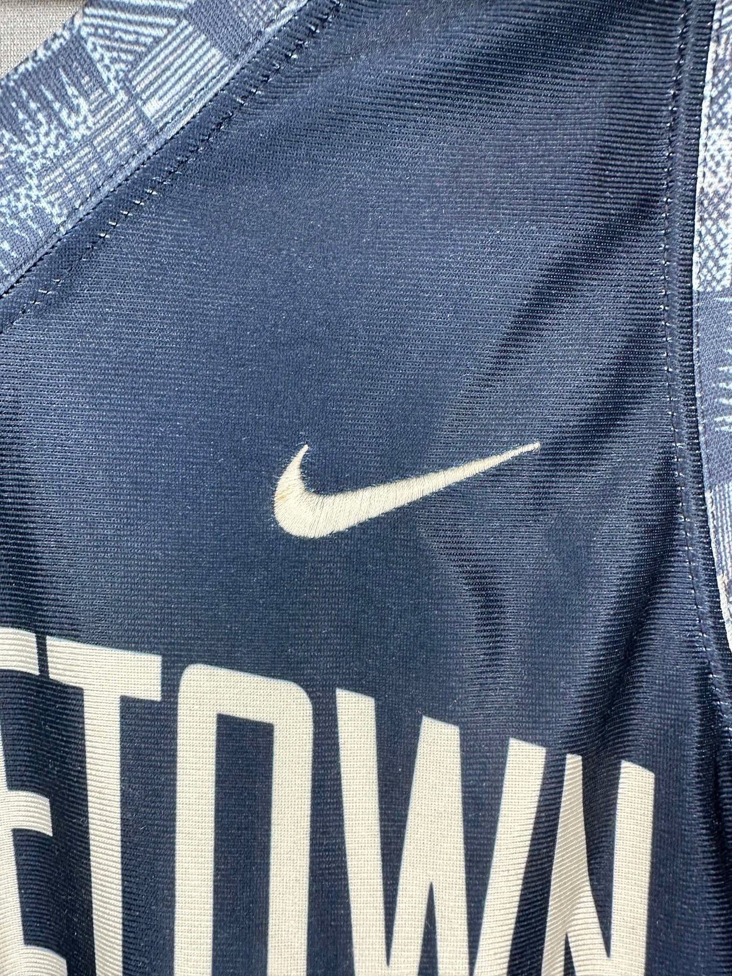 VTG x NIKE x NCAA x Georgetown Hoyas x Patrick Ewing & Alonzo Mourning Number x Navy Blue Basketball Jersey - L