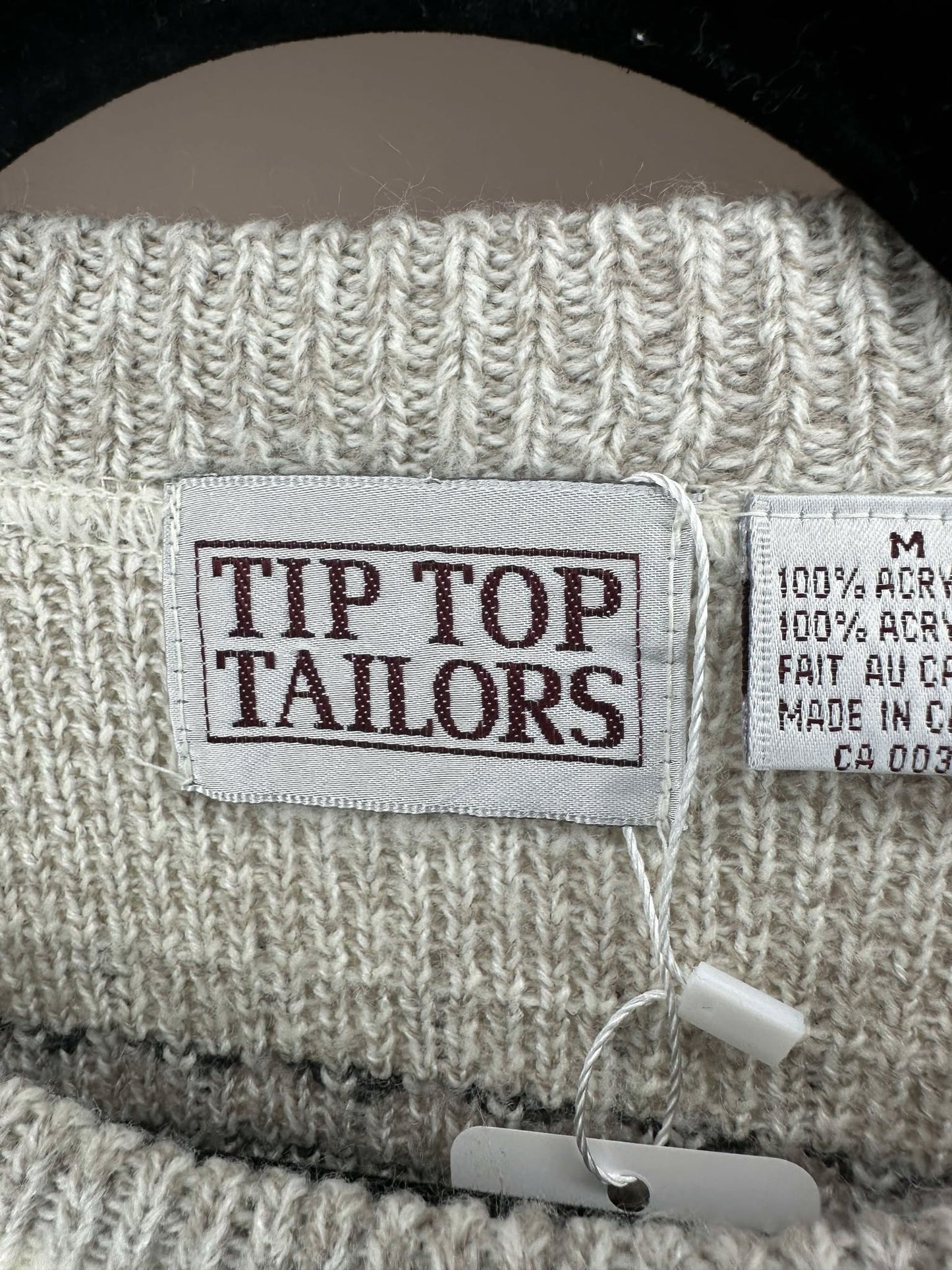 VTG x Tiptop Tailors x Beige Black Aztec Pattern Pullover Knit Sweater - M