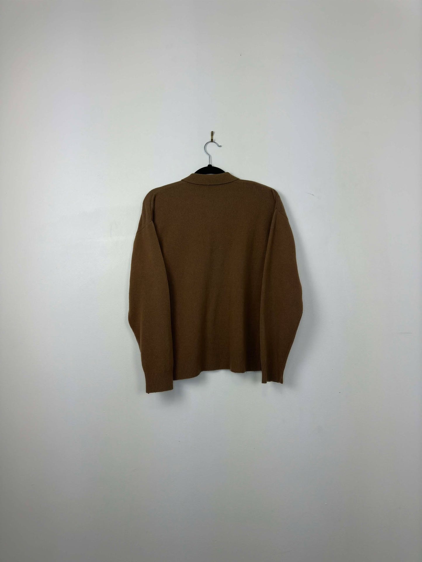 VTG x Giordano x Fall Brown Leaf & Acord Collared Pullover Knit - Women's L