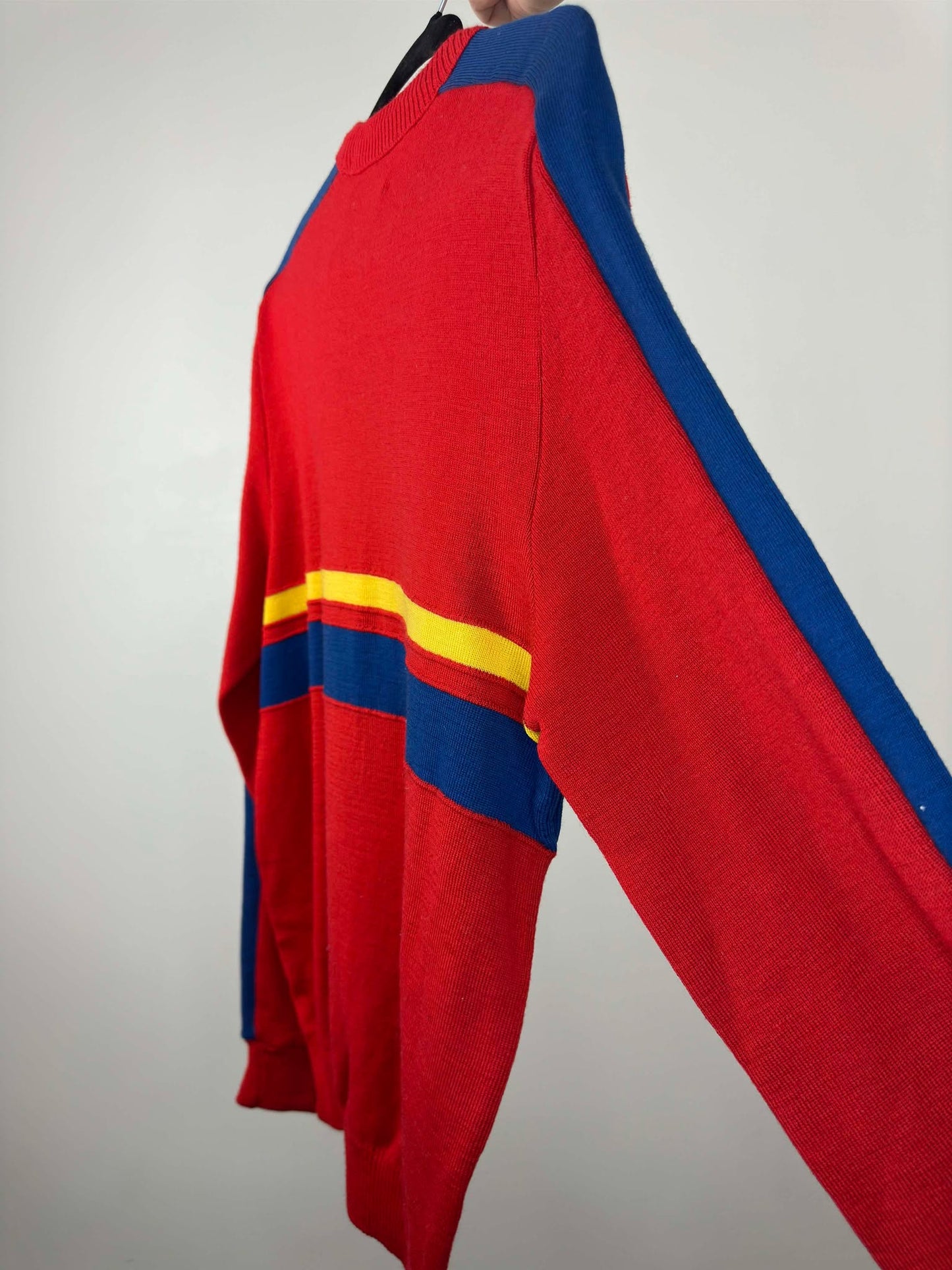 VTG x White Ram x 88' Calgary Olympics x Winter Games x Red Blue Yellow Pullover Knit Sweater - Women's 2 (S/M)