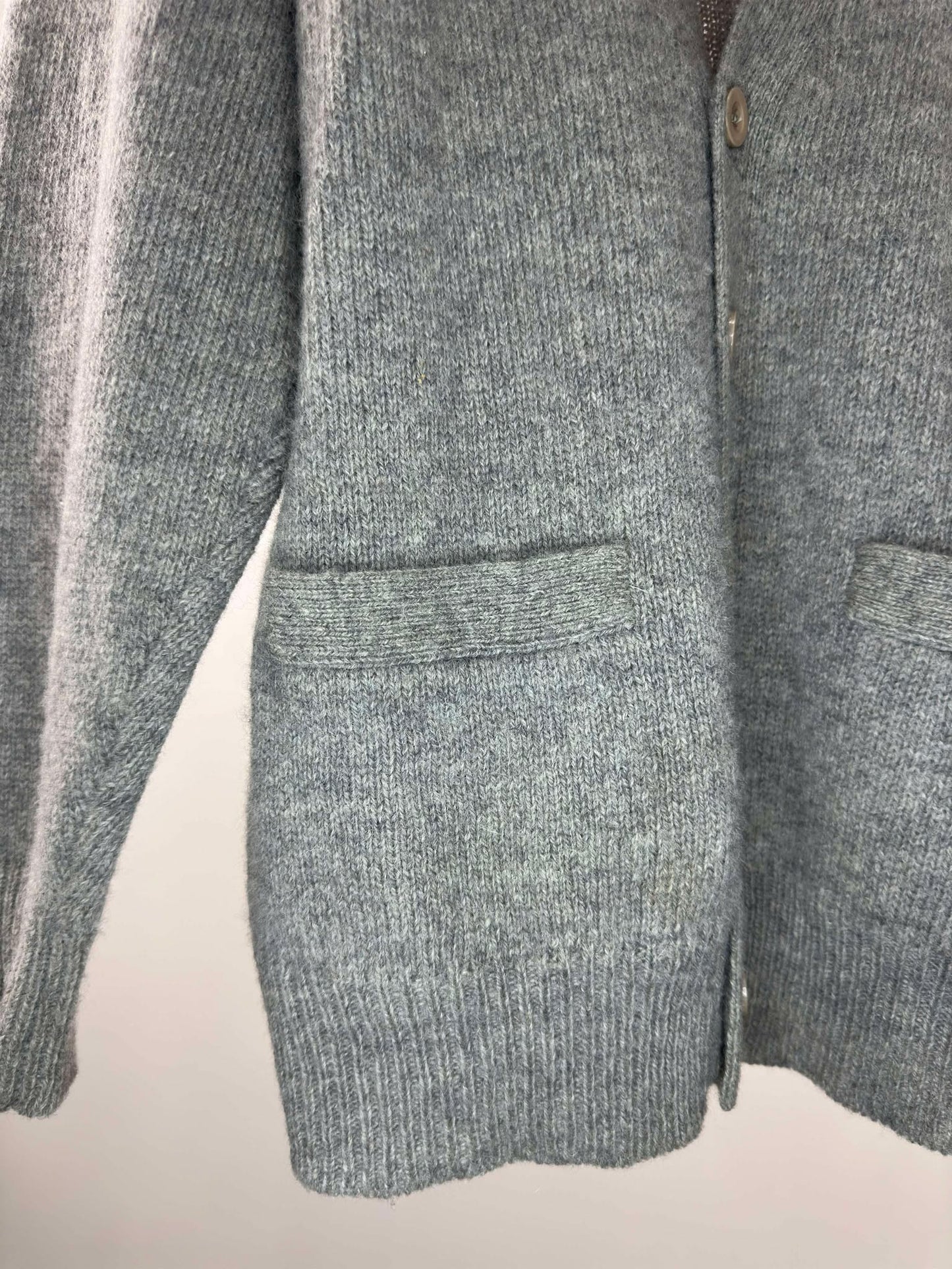 VTG x GAP x Black Brown Wavy Pattern Wool Button Up Knit Cardigan - M