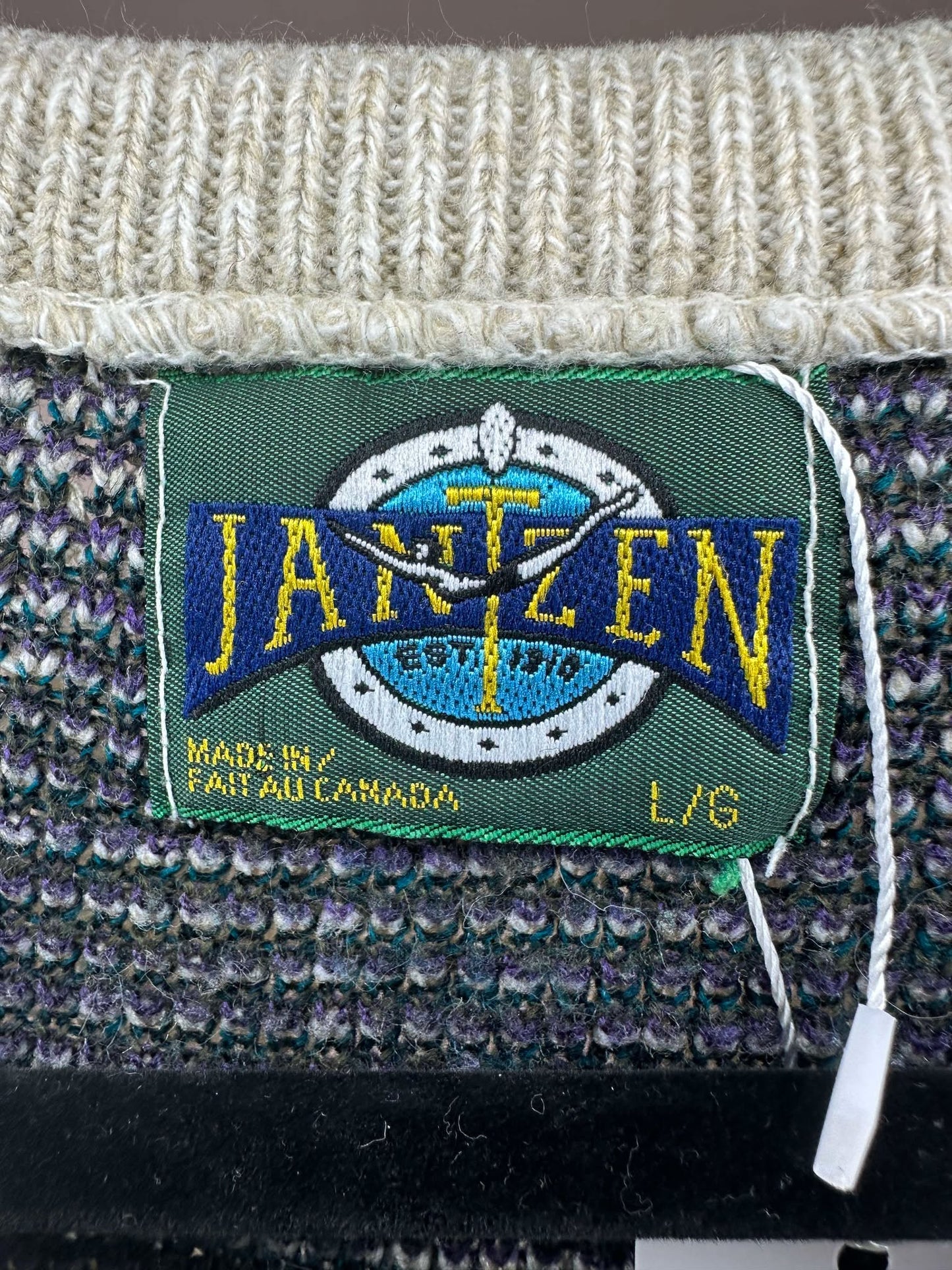 VTG x Jantzen x Beige Aztec Pattern Pullover Knit Sweater - L