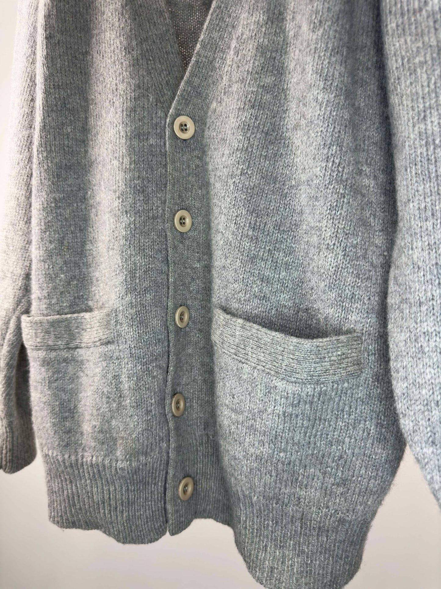 VTG x GAP x Black Brown Wavy Pattern Wool Button Up Knit Cardigan - M