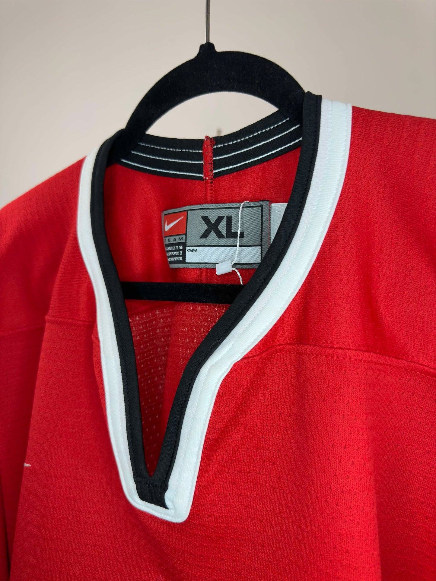 VTG x Team Nike x Team CANADA x Red Long Sleeve Hockey Jersey - XL