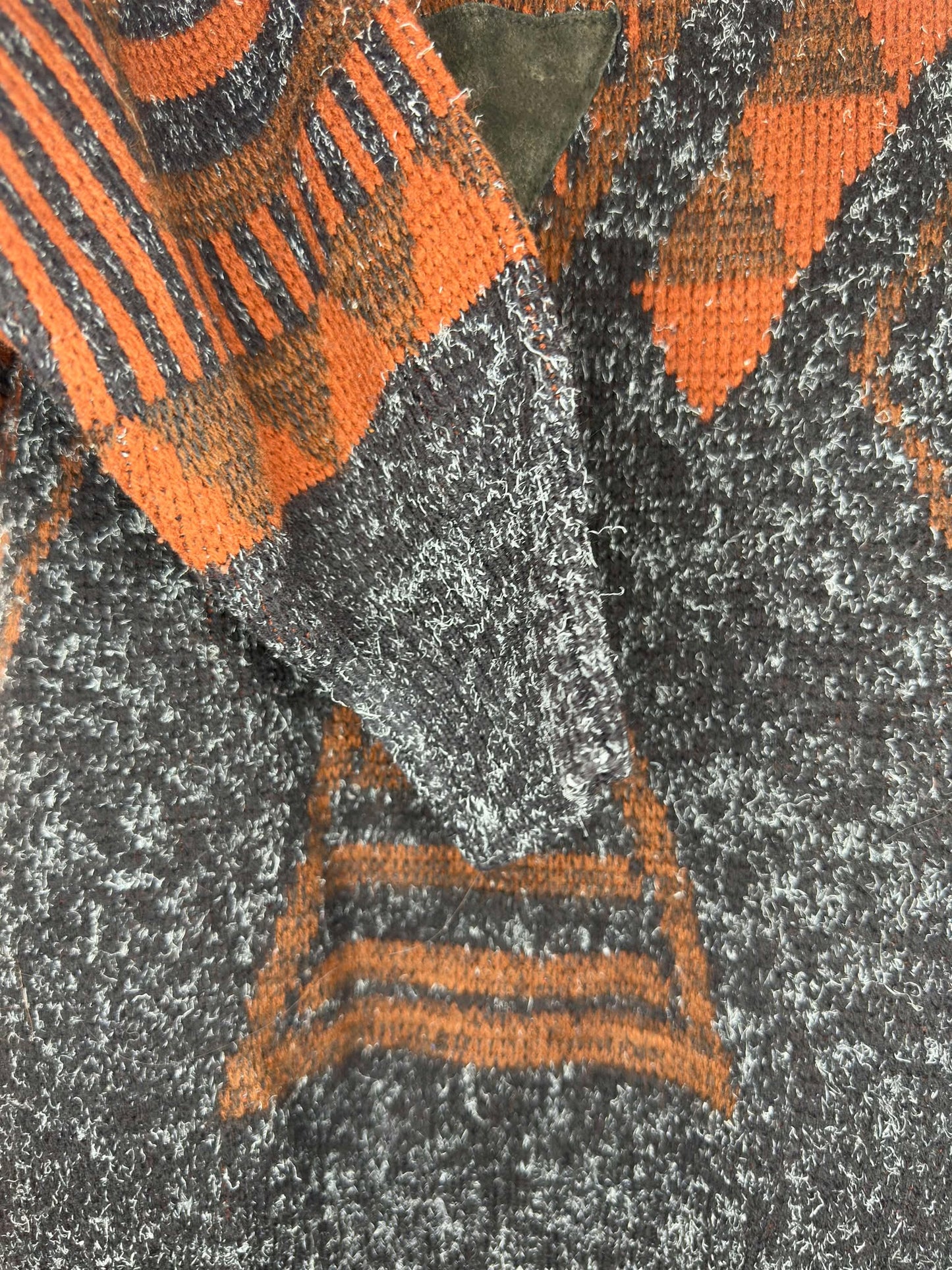 VTG x Julio Mati x Dark Orange Black Aztec Pullover Knit Sweater - L
