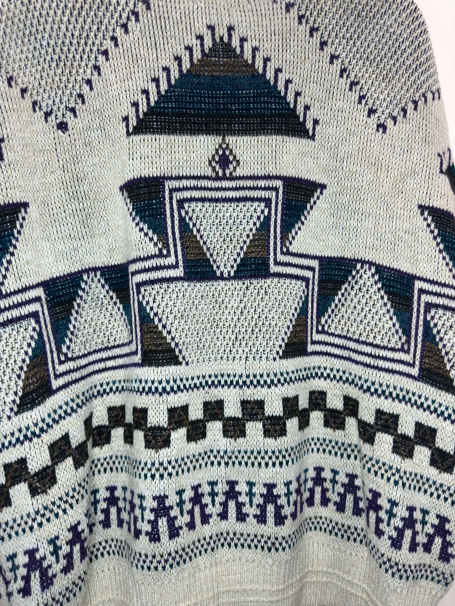 VTG x Jantzen x Beige Aztec Pattern Pullover Knit Sweater - L
