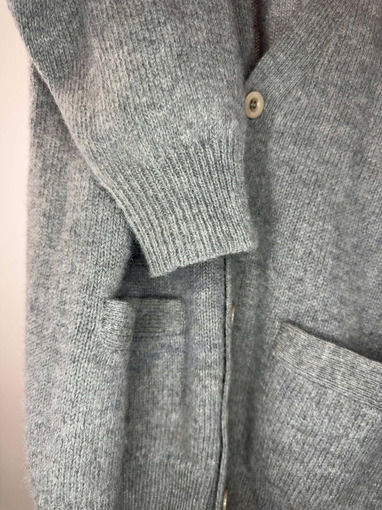 VTG x GAP x Black Brown Wavy Pattern Wool Button Up Knit Cardigan - M