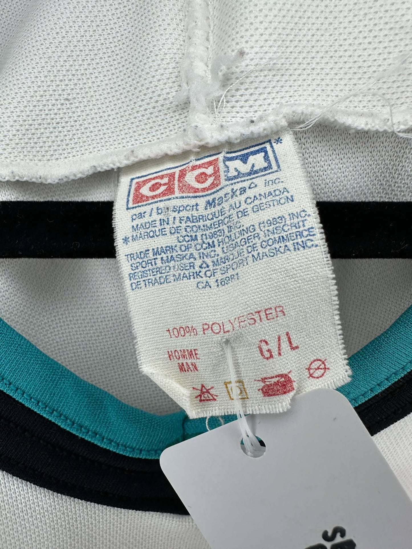 VTG x NHL x San Jose Sharks x White Teal Hockey Jersey - L