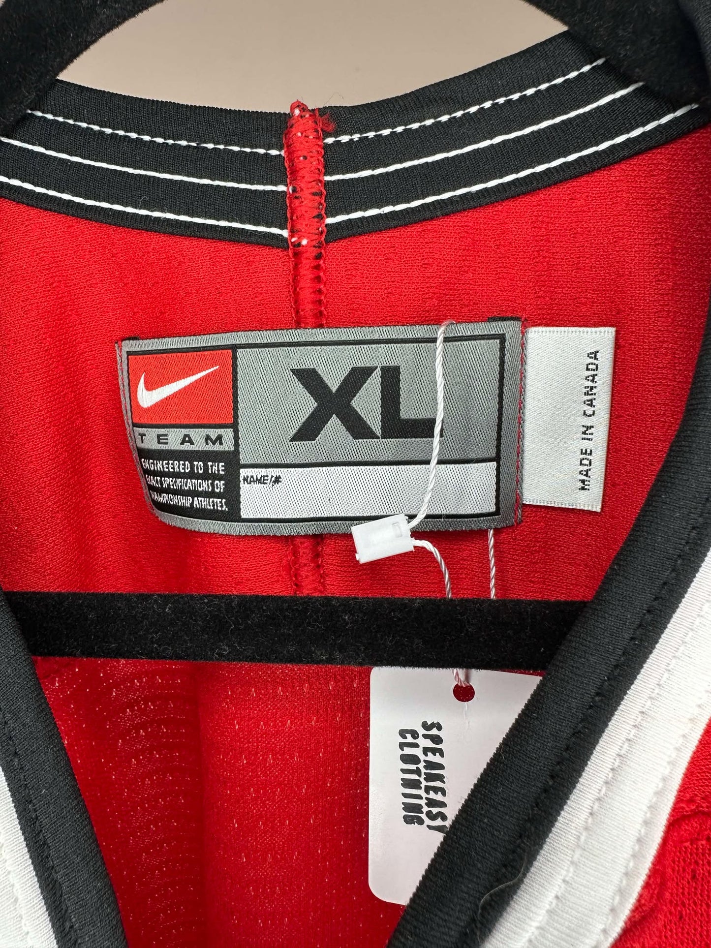 VTG x Team Nike x Team CANADA x Red Long Sleeve Hockey Jersey - XL