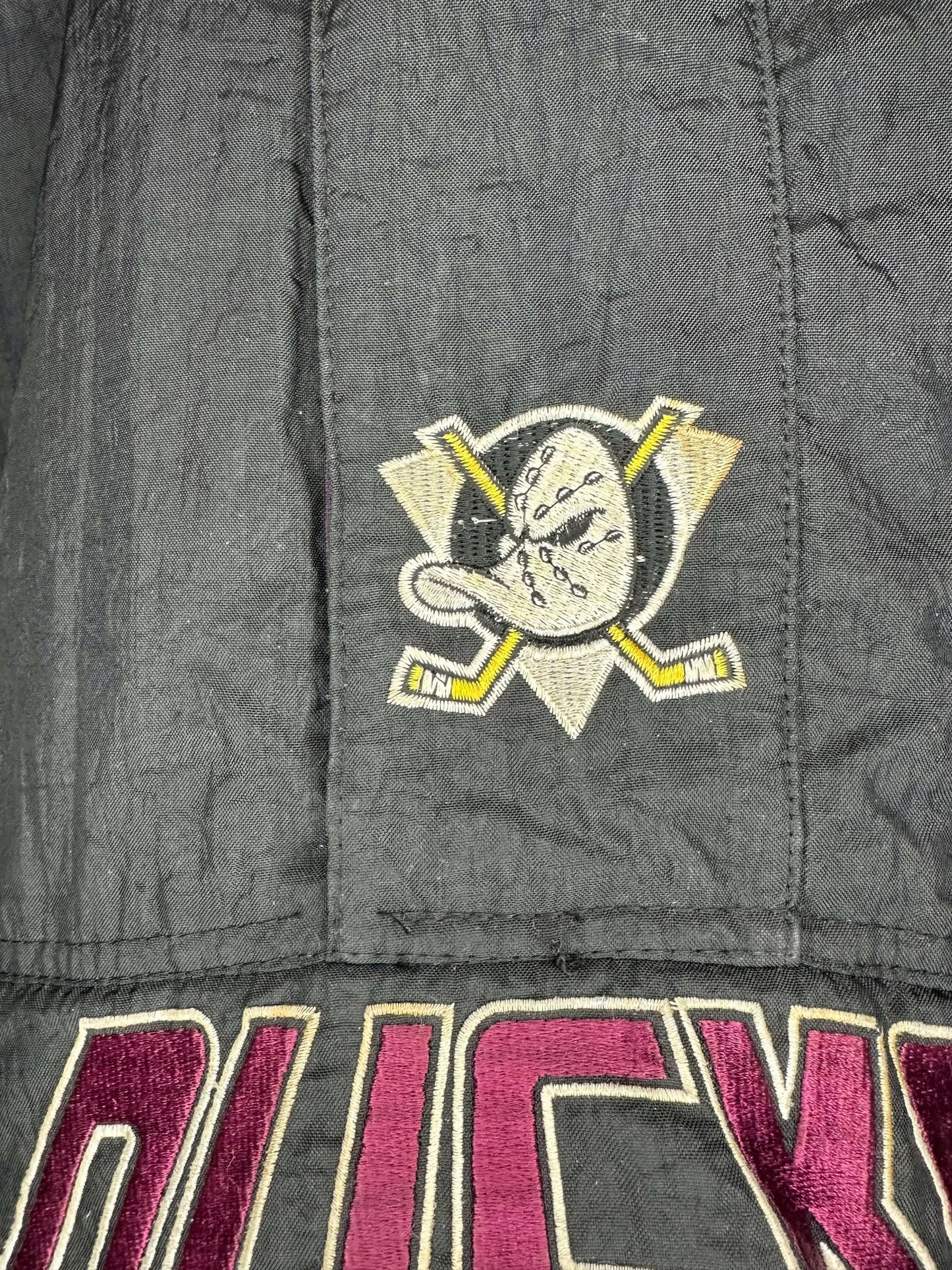 VTG x NHL x Starter x Anaheim Mighty Ducks x Black Quarter Zip Heavy Insulated Jacket - XL (See Measurements)