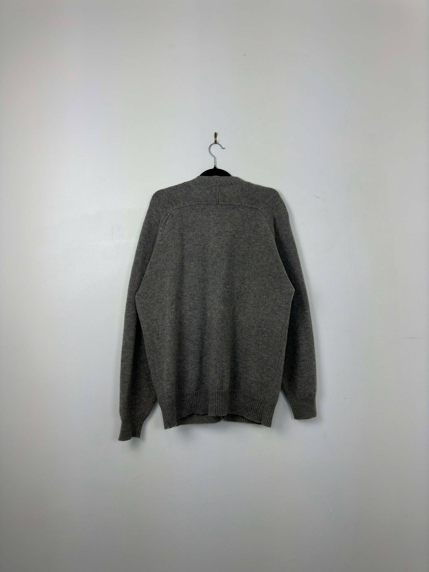 VTG x GAP x Black Brown Wavy Pattern Wool Button Up Knit Cardigan - M