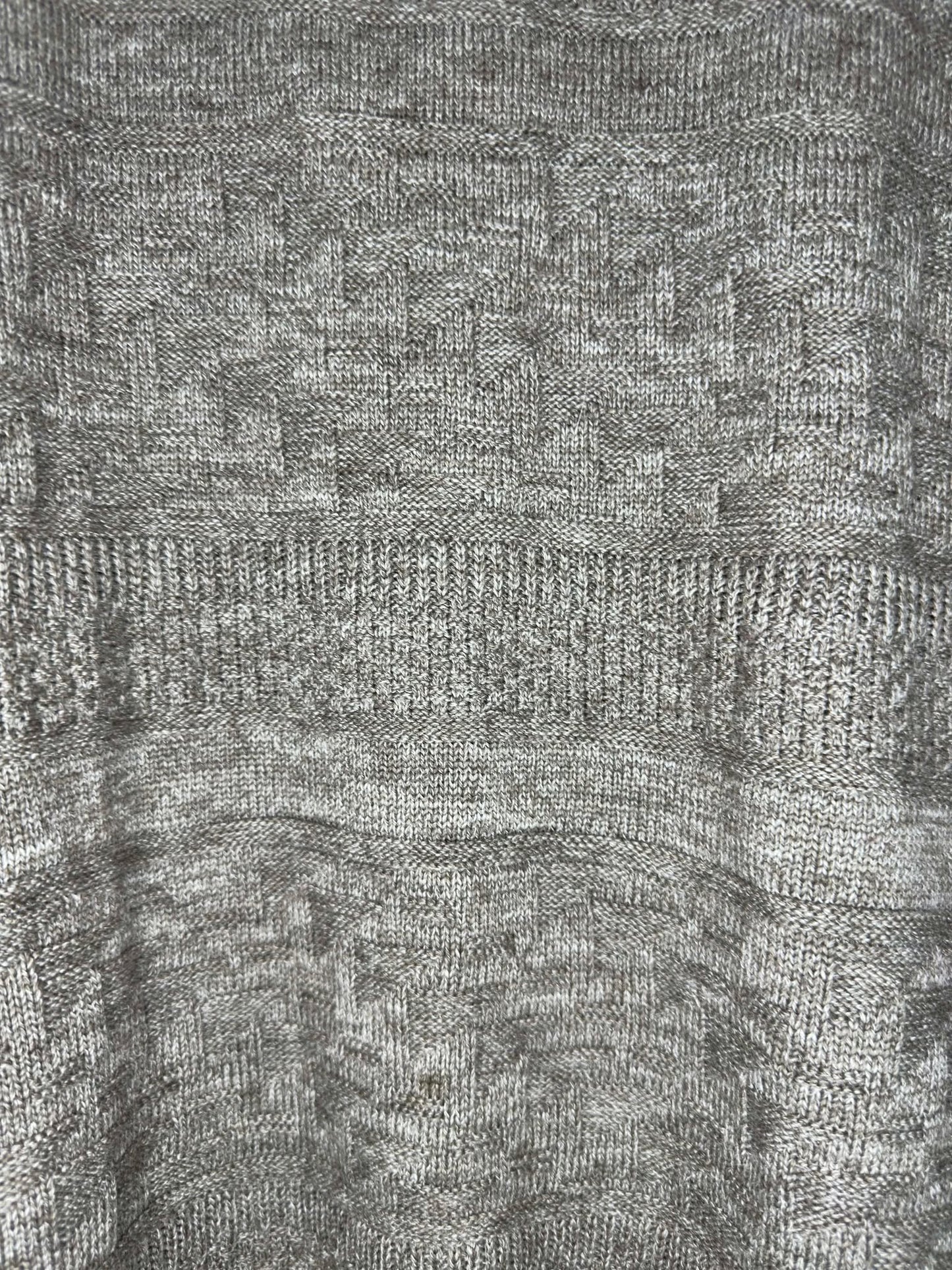 VTG x Outline x Grey Aztec Pattern 3D Knit Pullover Sweater - L