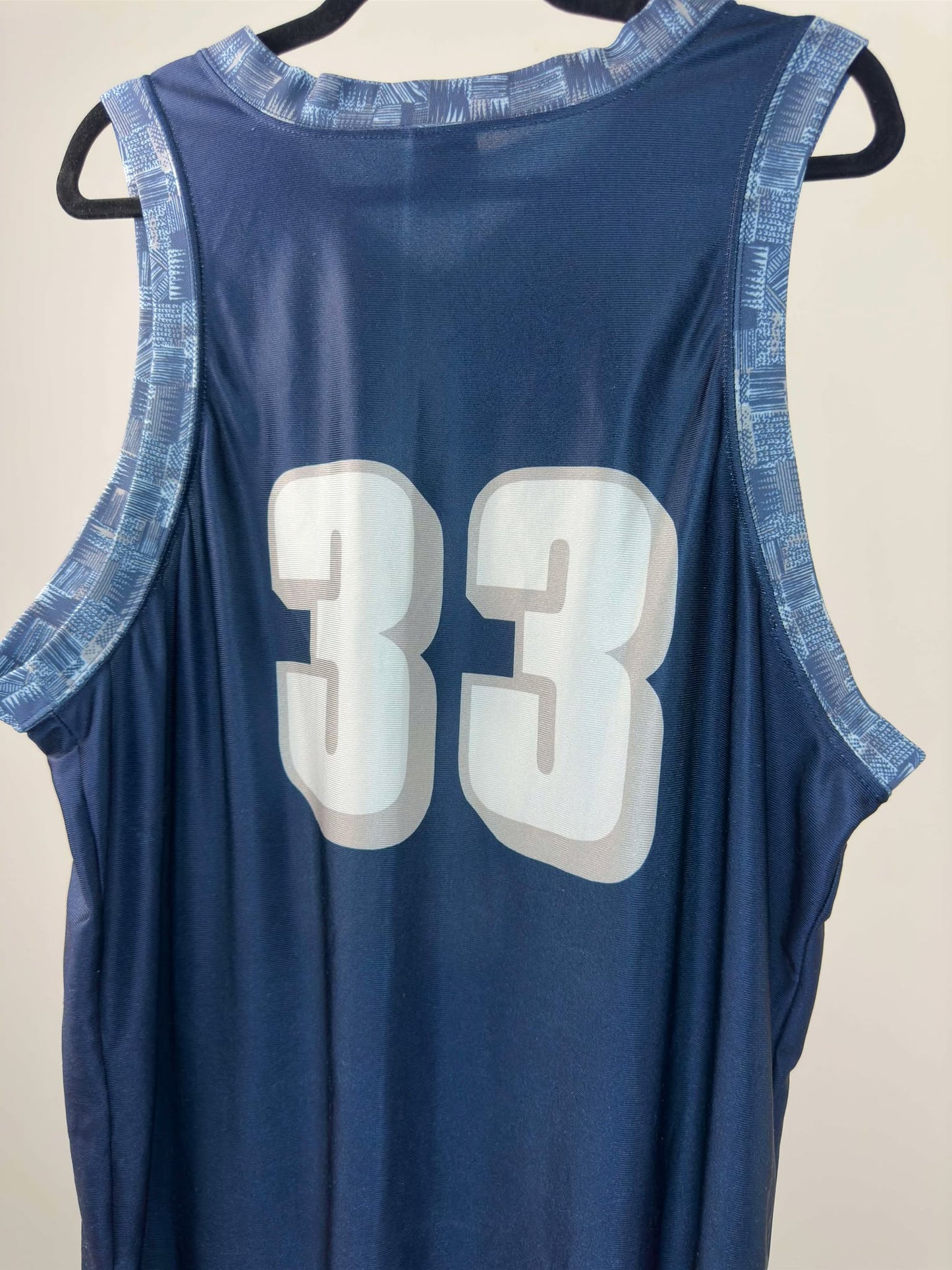 VTG x NIKE x NCAA x Georgetown Hoyas x Patrick Ewing & Alonzo Mourning Number x Navy Blue Basketball Jersey - L