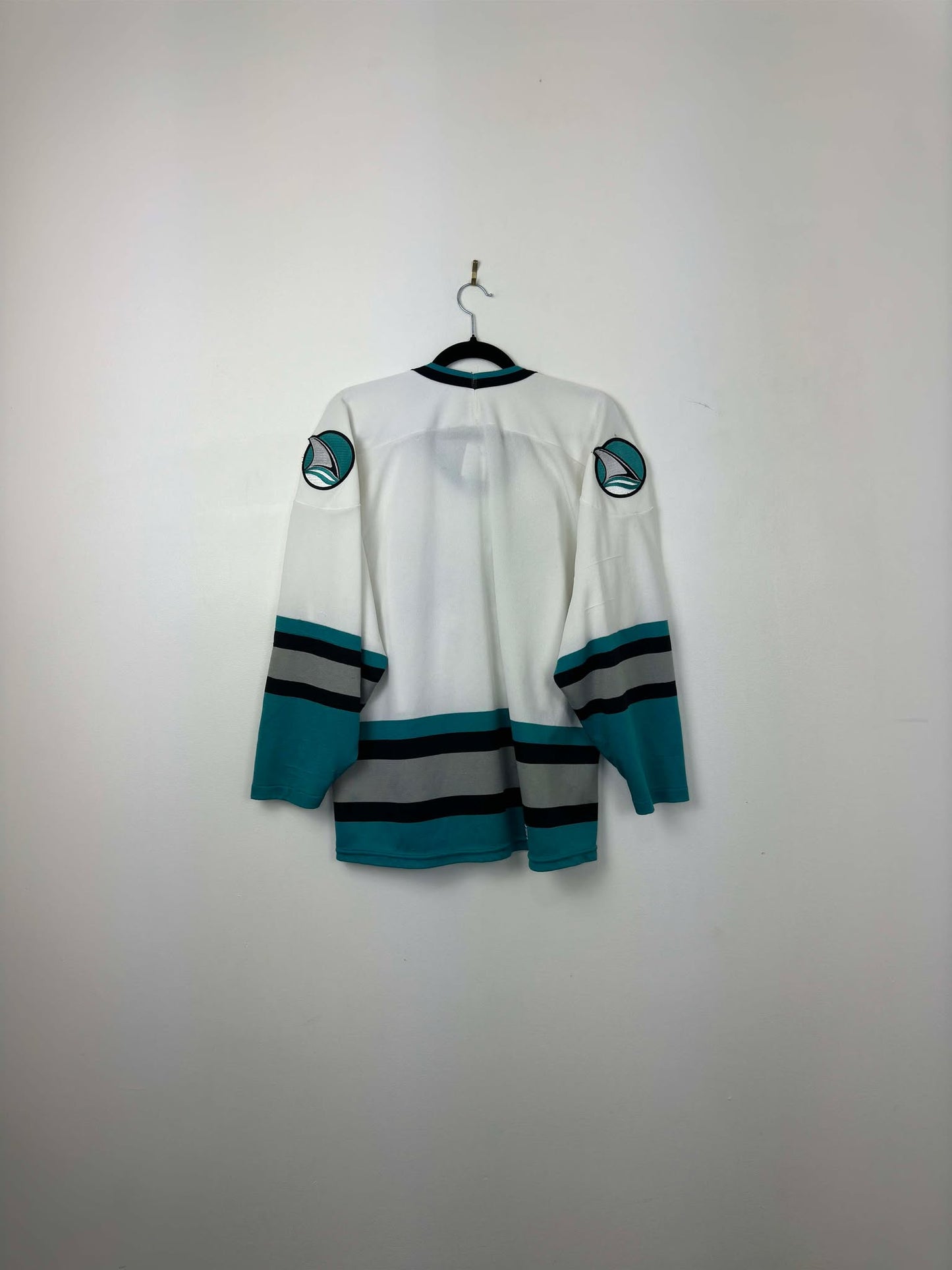 VTG x NHL x San Jose Sharks x White Teal Hockey Jersey - L