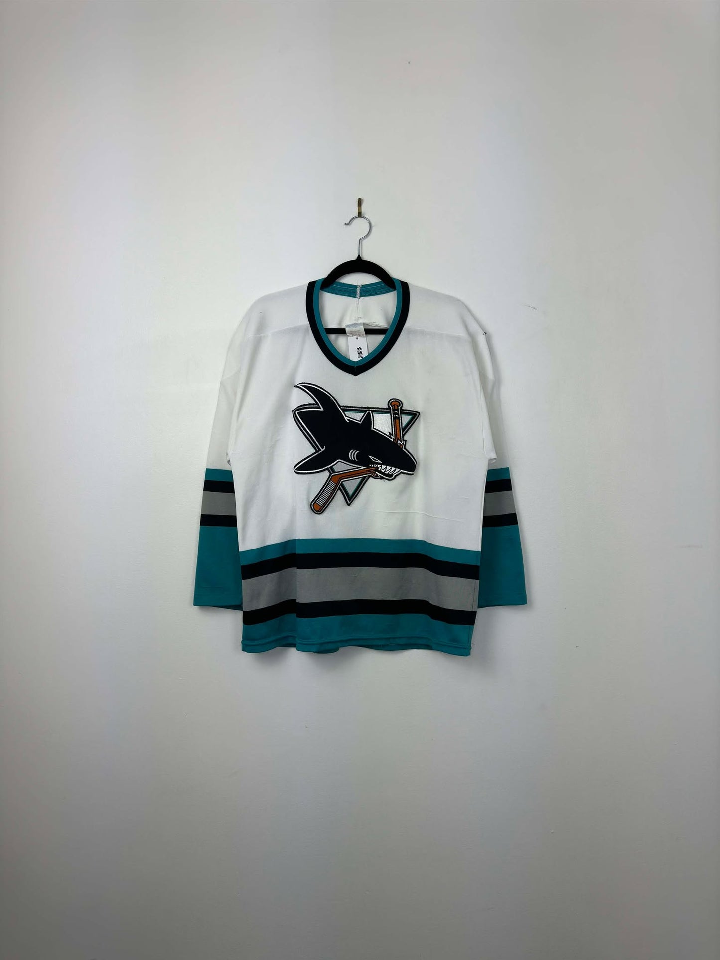 VTG x NHL x San Jose Sharks x White Teal Hockey Jersey - L