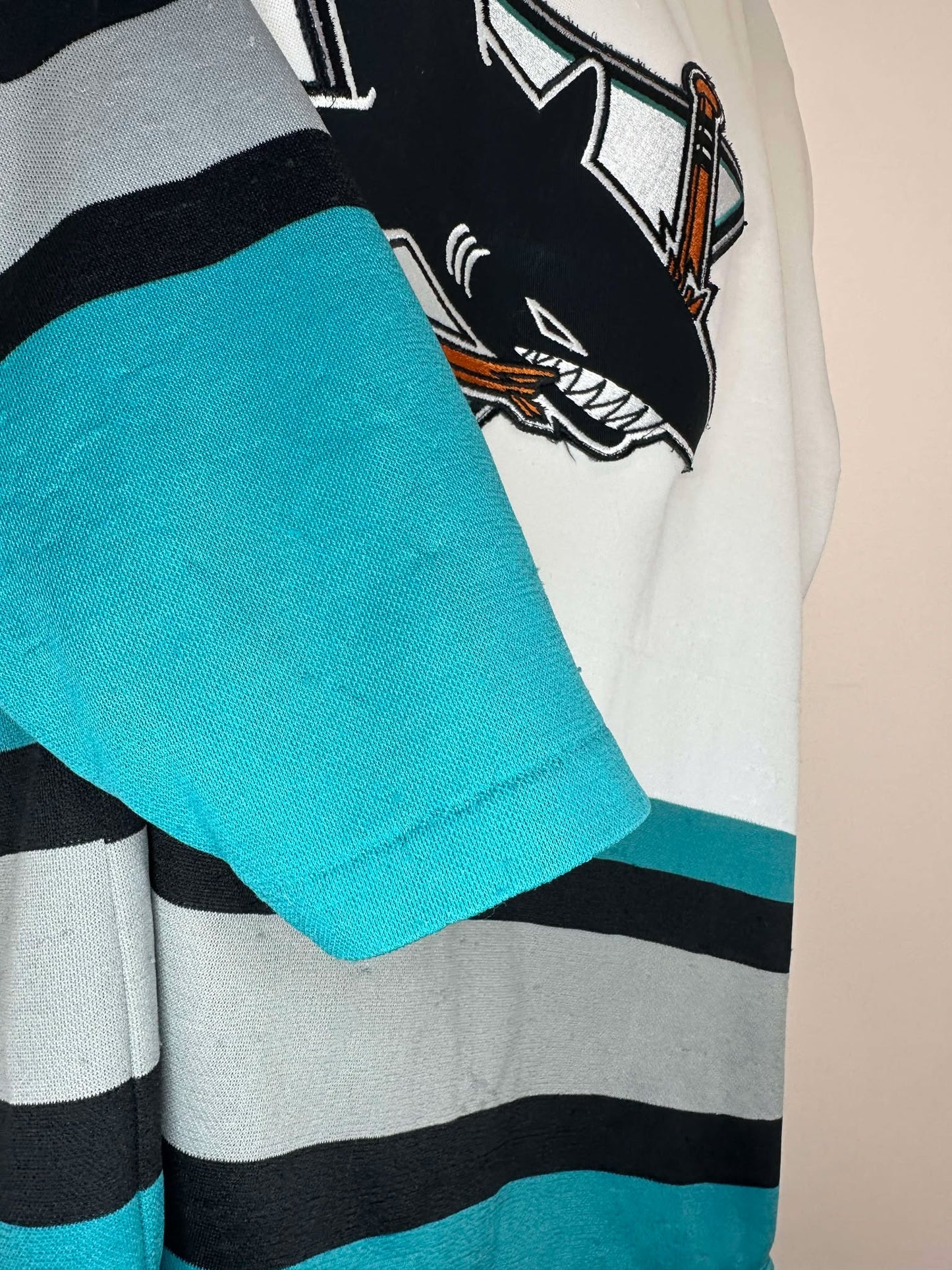 VTG x NHL x San Jose Sharks x White Teal Hockey Jersey - L