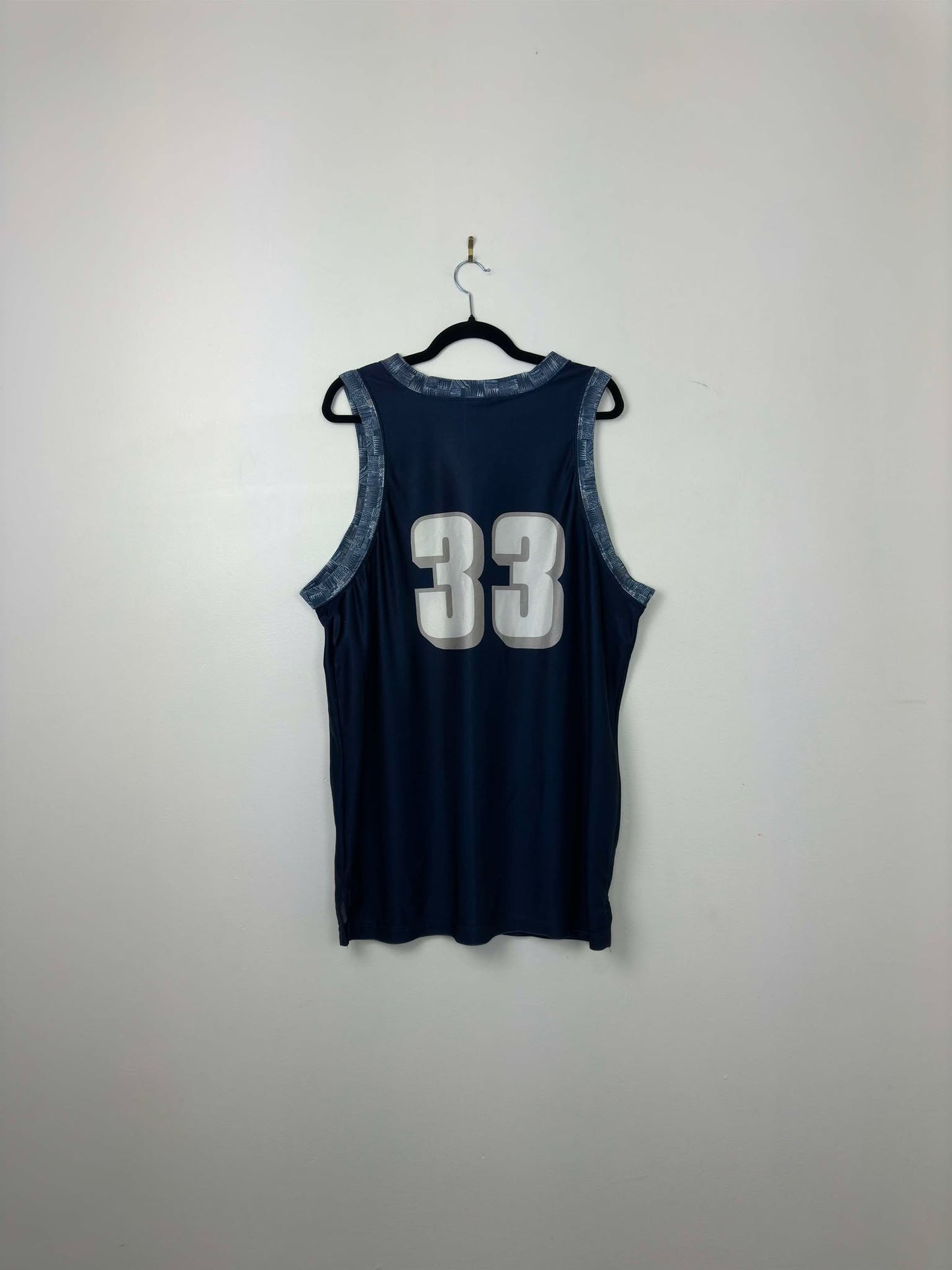 VTG x NIKE x NCAA x Georgetown Hoyas x Patrick Ewing & Alonzo Mourning Number x Navy Blue Basketball Jersey - L