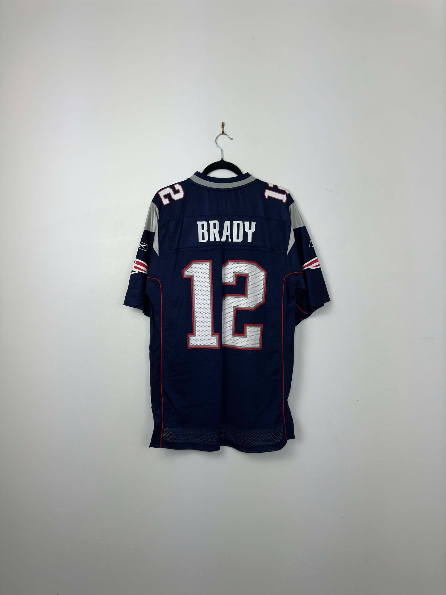 VTG x Reebok x NFL x New England Patriots x Tom Brady x Blue Football Jersey - M