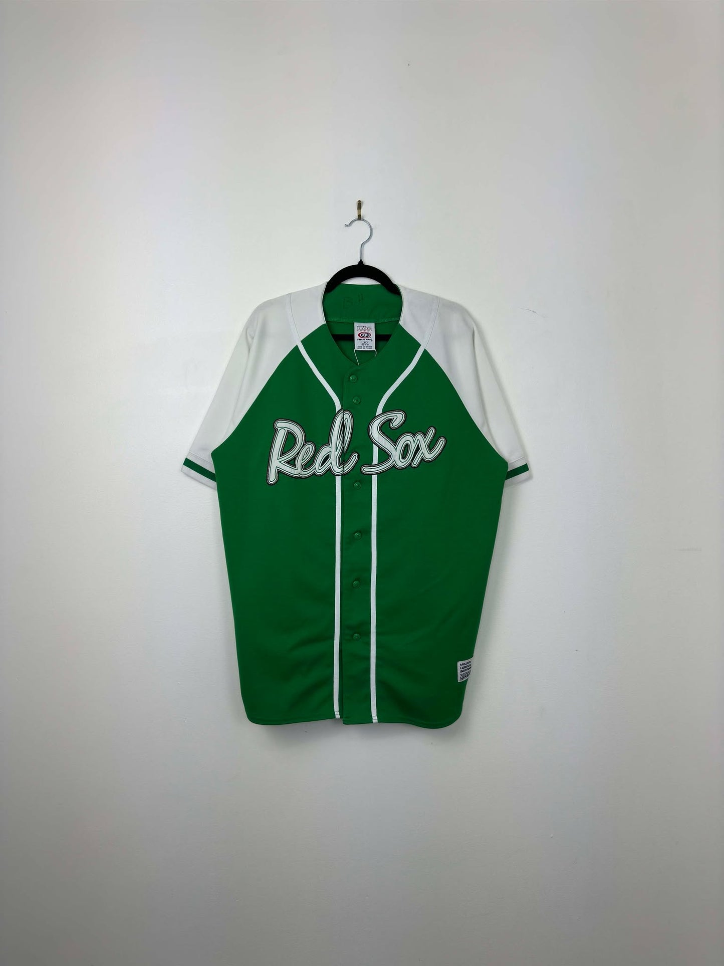 VTG x True Fan x MLB x Boston Red Sox x Green White Baseball Jersey - L