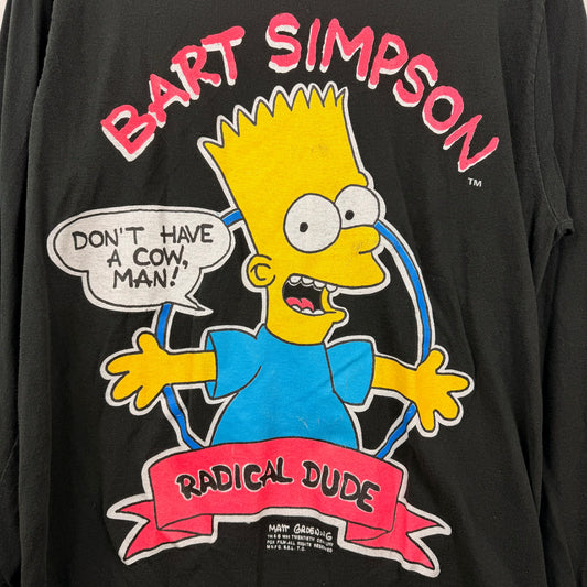 Vintage 90' Fruit of the Loom Bart Simpson Radical Rude Black Long Sleeve Tee