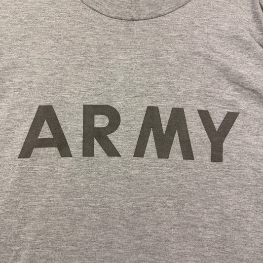 Vintage Army Issued Fitness Uniform Mock Neck Grey Long Sleeve Tee