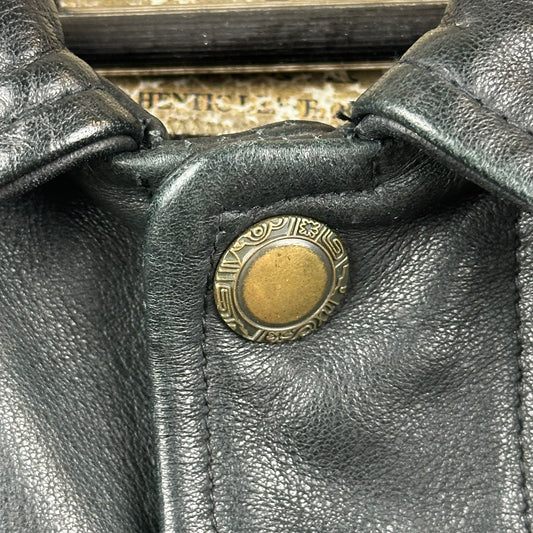 Vintage Mondetta Sports Embroidery Black Full Zip Leather Jacket