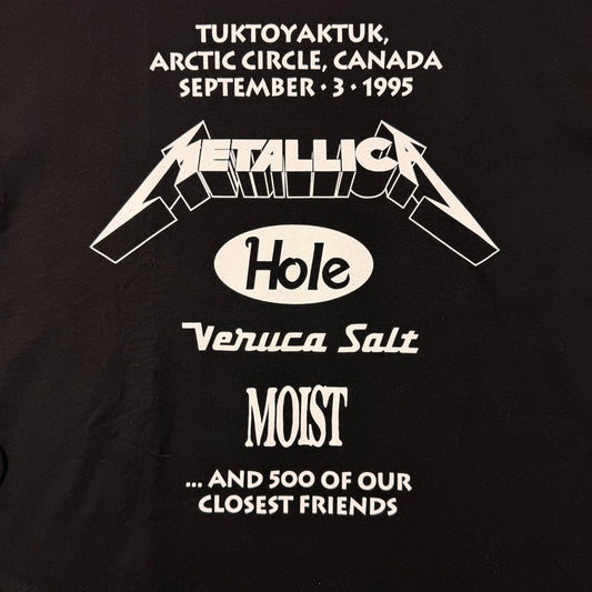 Vintage 1995 Tuktoyaktuk Molson Ice Polar Beach Party “Metallica & Hole” Graphic Black Tee