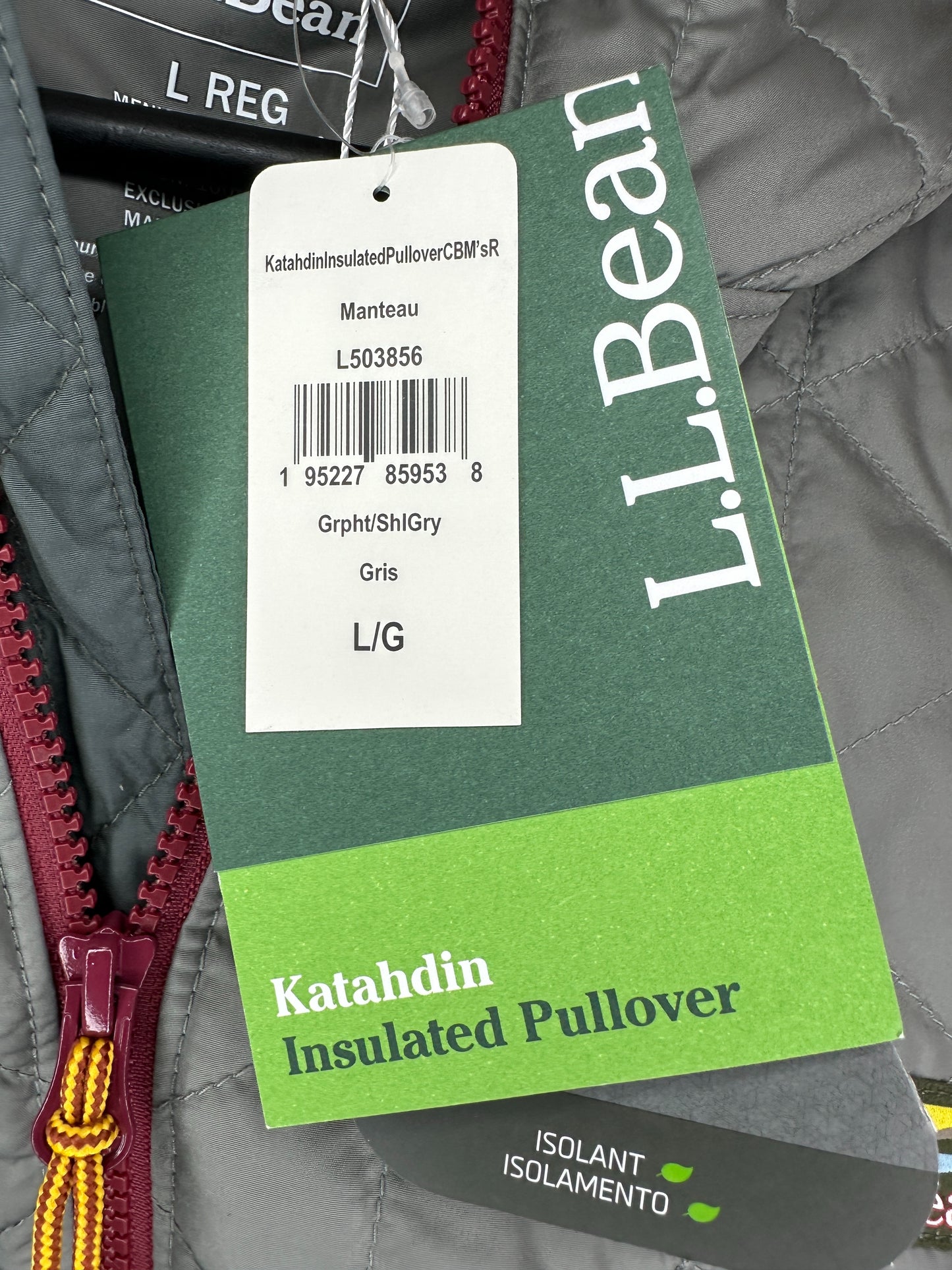 BNWT x LL Bean x Two Tone Half Zip Insulated Hooded Jacket - L