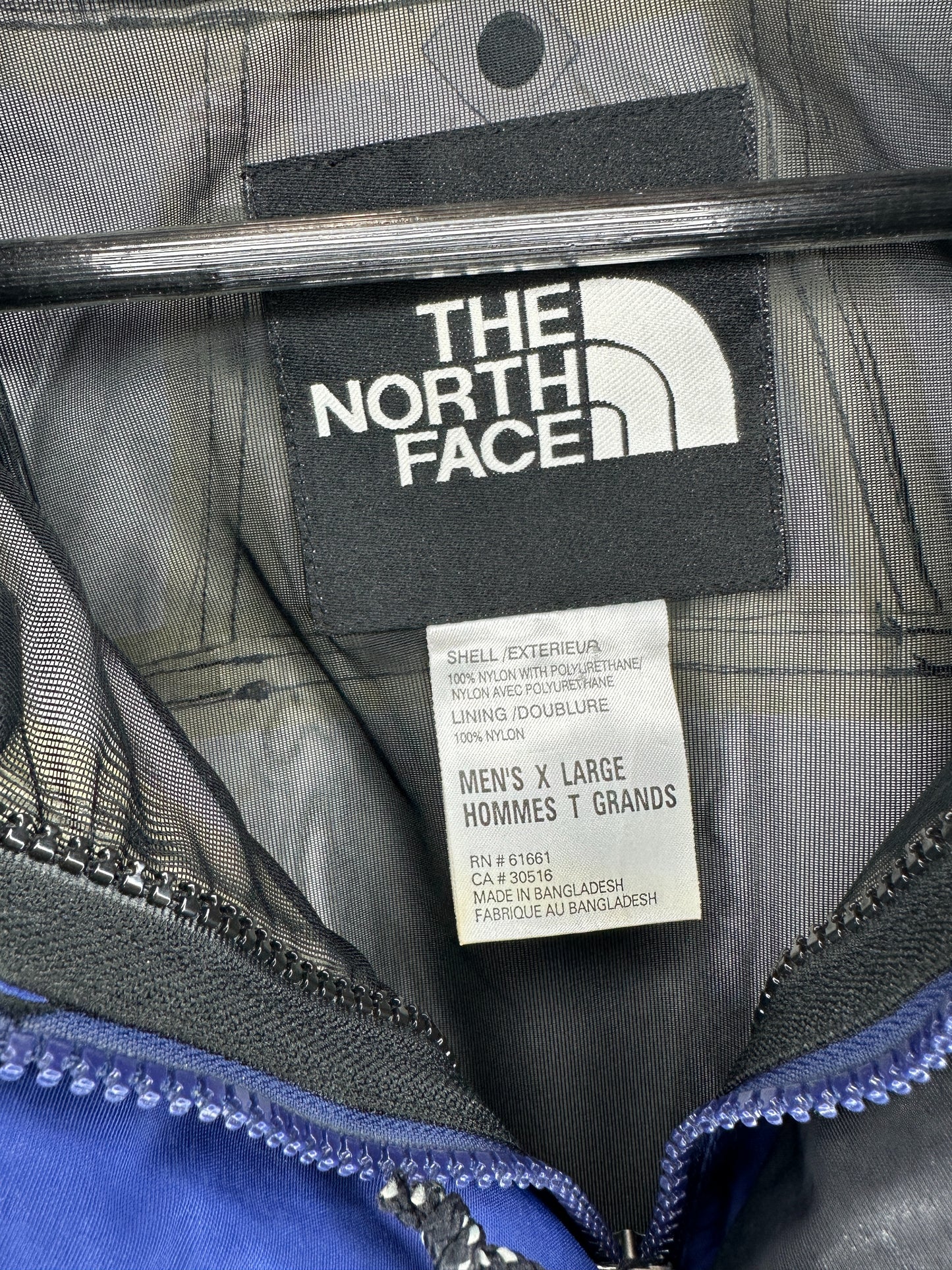 VTG x The North Face x Two Tone Black Blue Full Zip Shell Jacket - XL