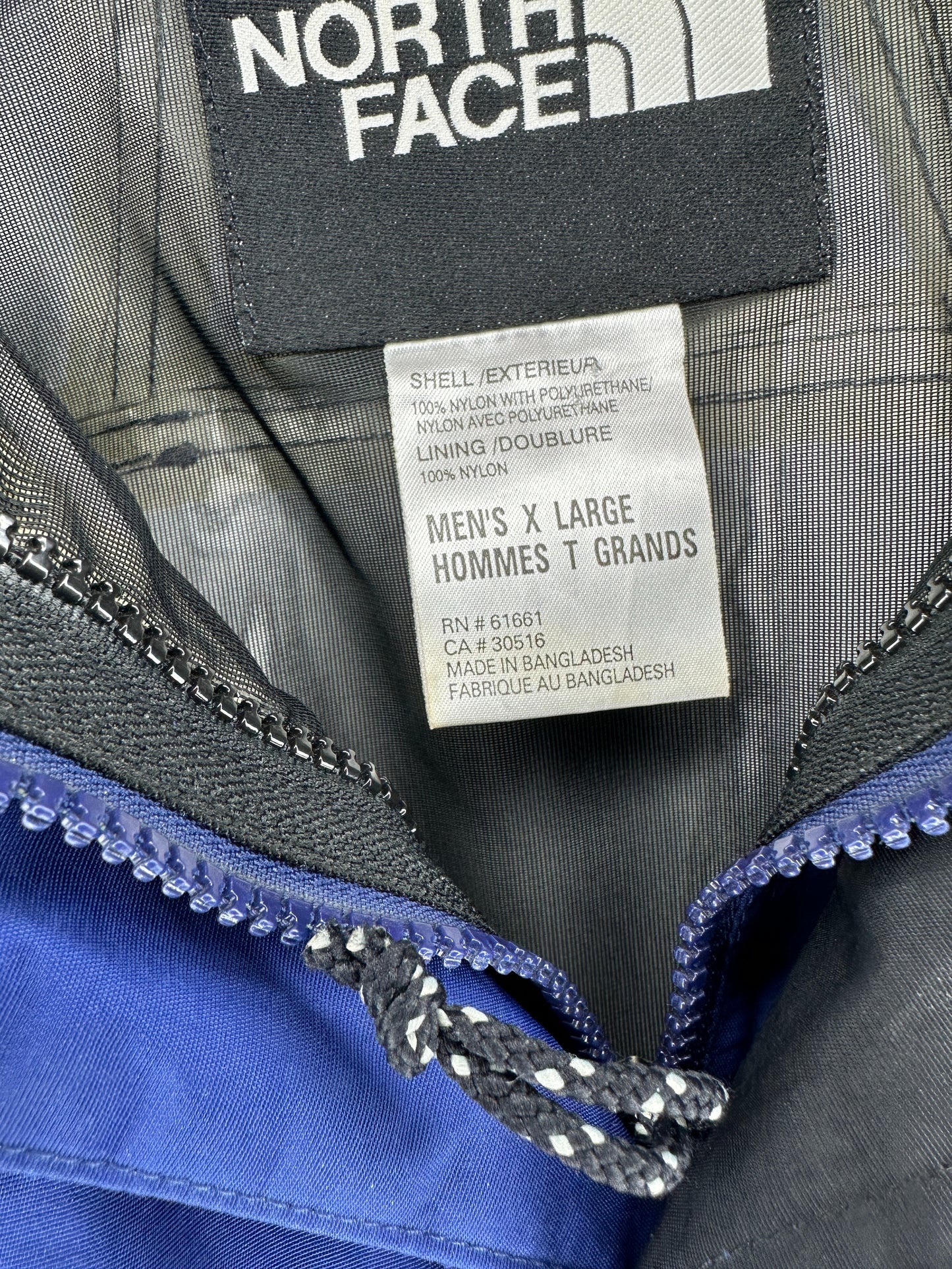 VTG x The North Face x Two Tone Black Blue Full Zip Shell Jacket - XL