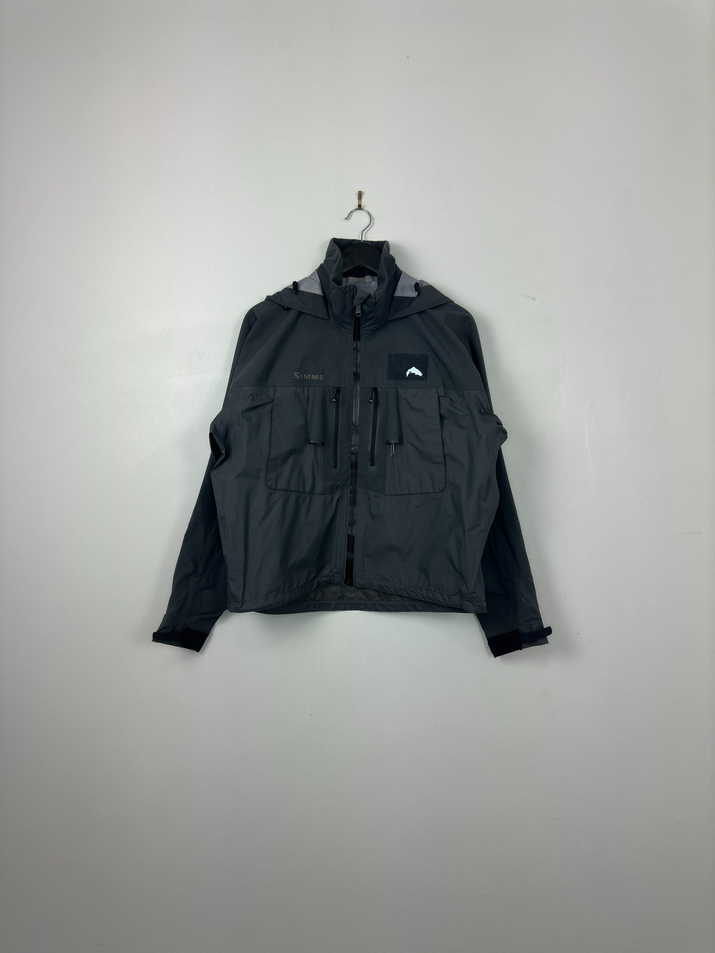 SIMMS x Gore-Tex x Grey Full Zip Shell Fishing Jacket - S