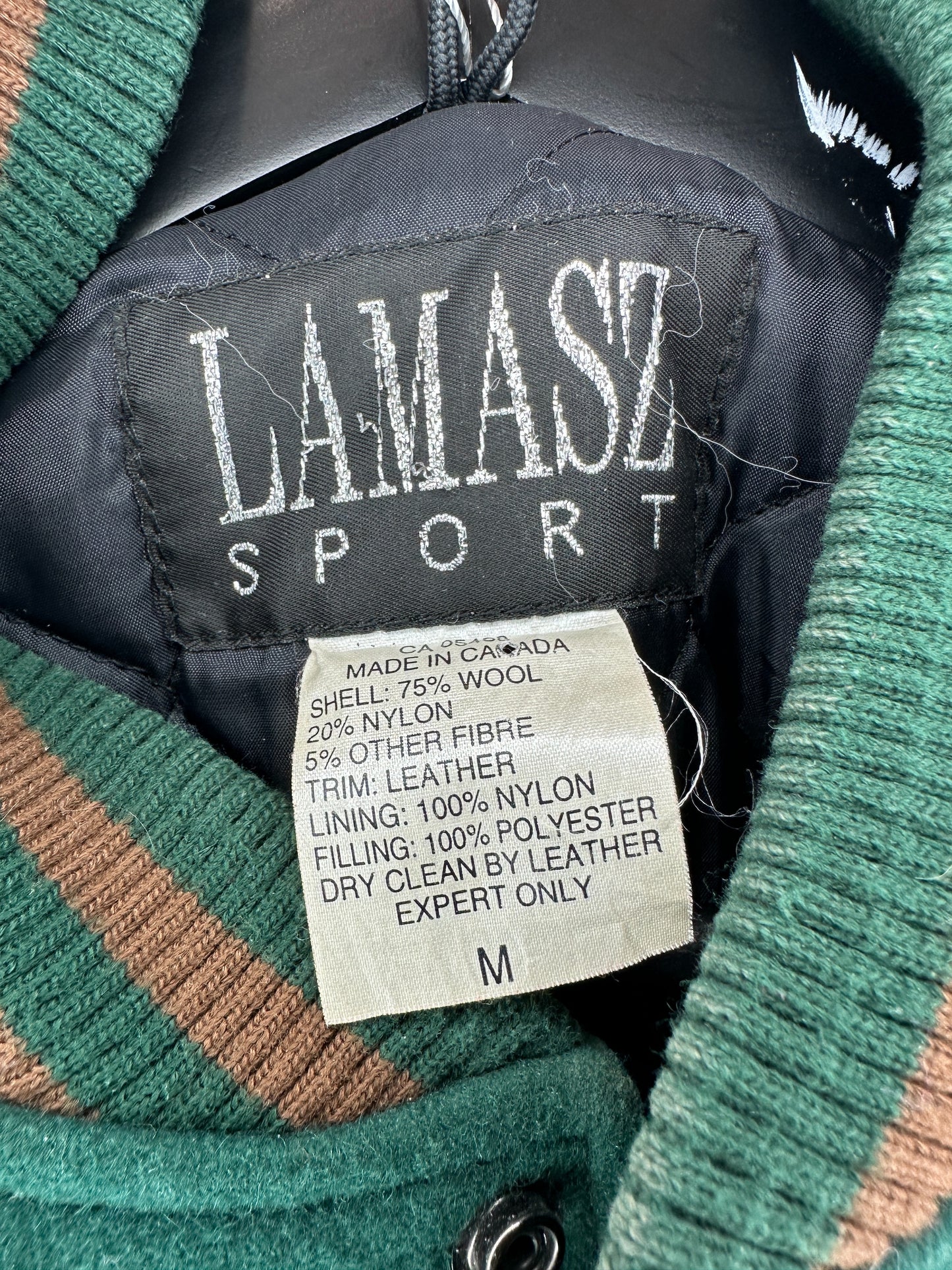 VTG x Lamasz Sport x TD x Alberta Specialist x Green Brown Leather Varsity Jacket - M