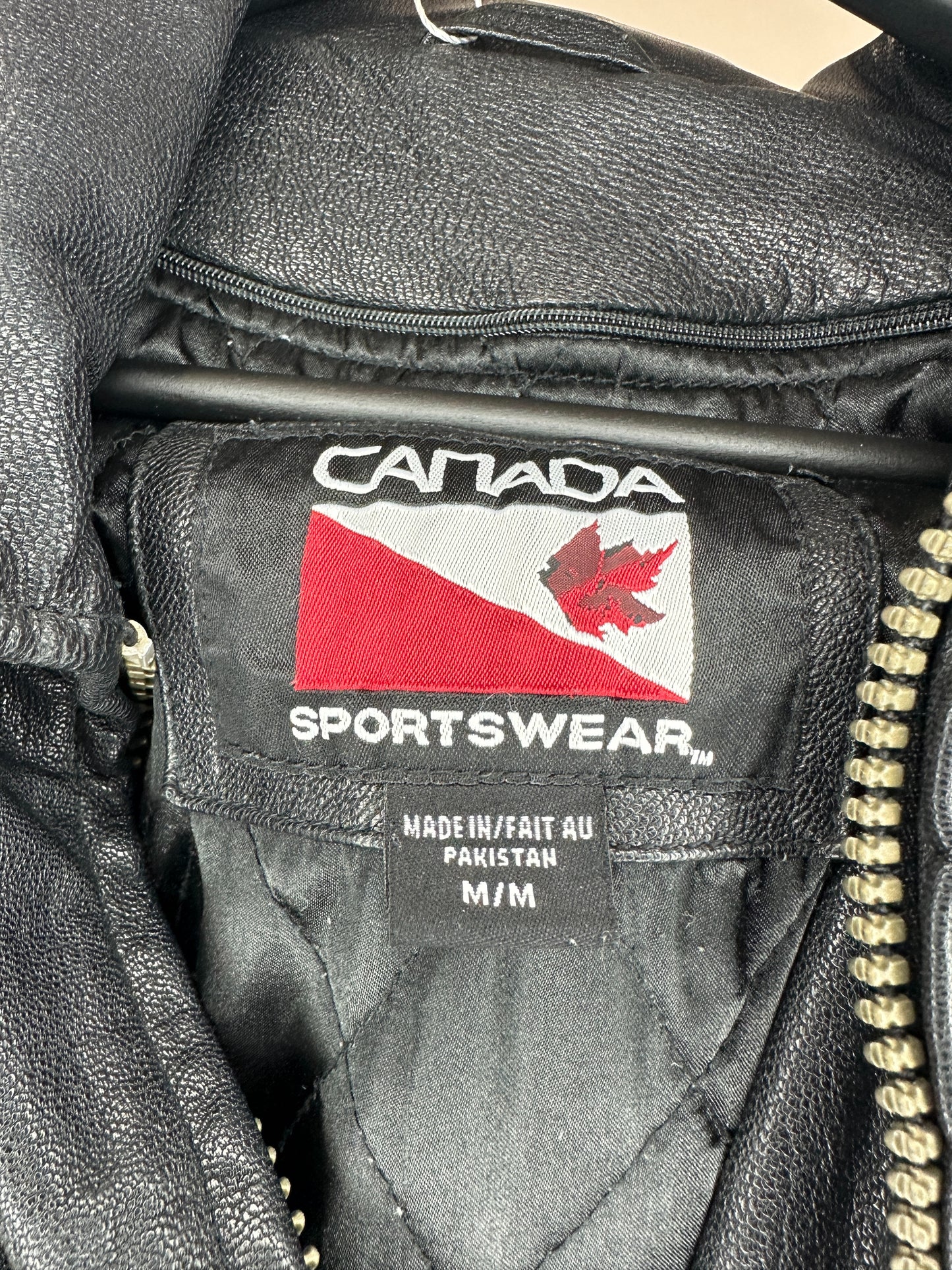 VTG x Canada Sportswear x Black Leather Jacket - M
