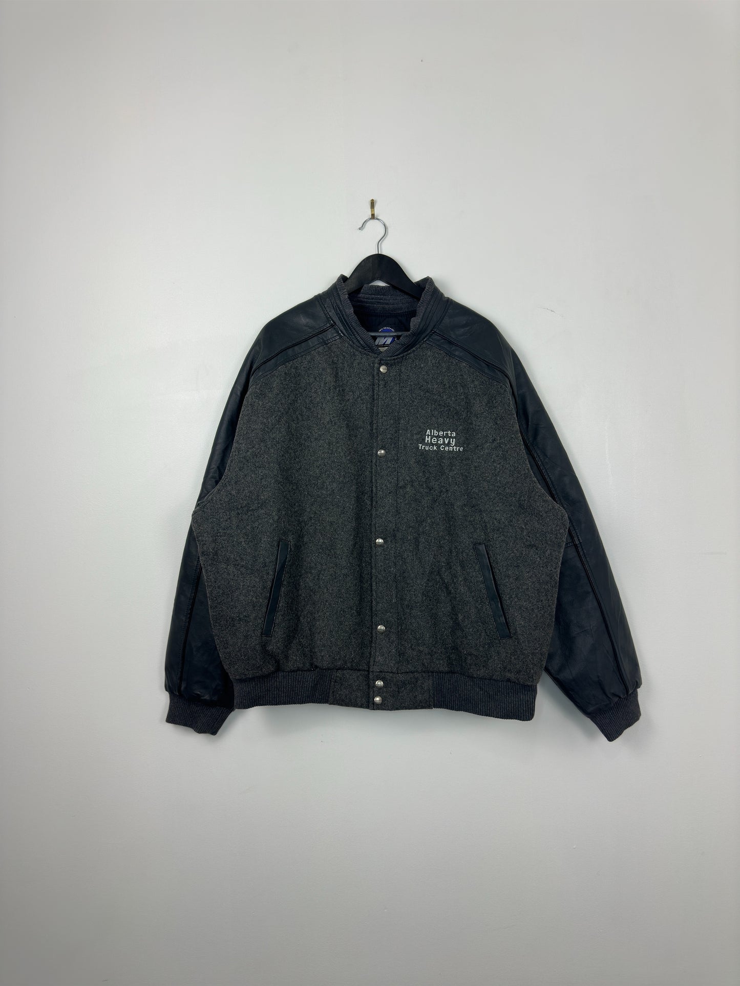 VTG x VOLVO Trucking x Alberta Heavy Truck Center x Black Brown Leather Zip Up Jacket - XXL
