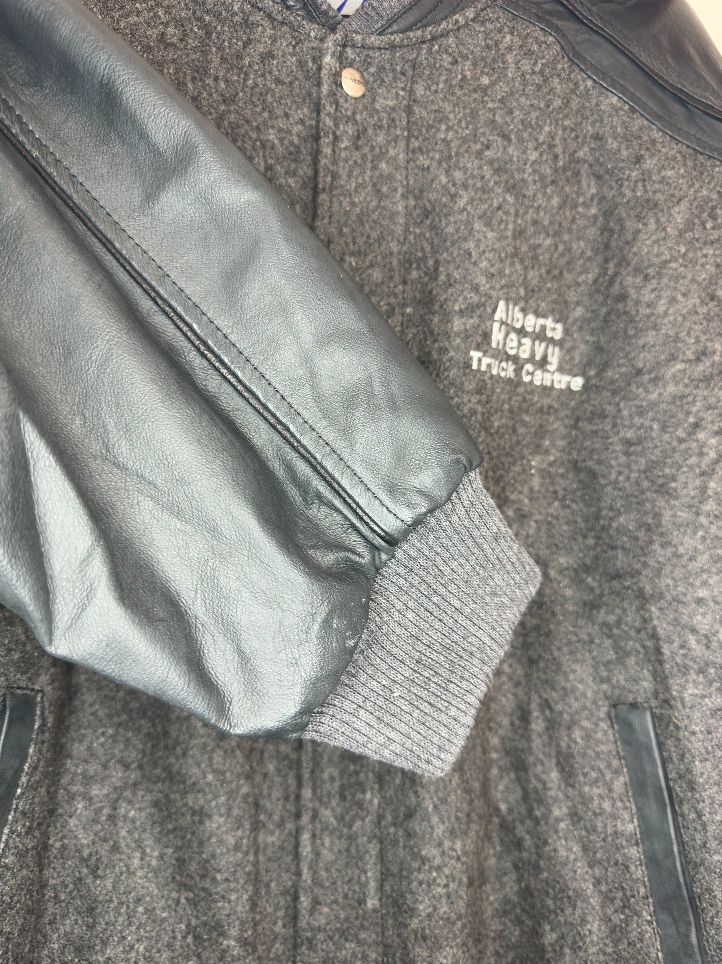 VTG x VOLVO Trucking x Alberta Heavy Truck Center x Black Brown Leather Zip Up Jacket - XXL