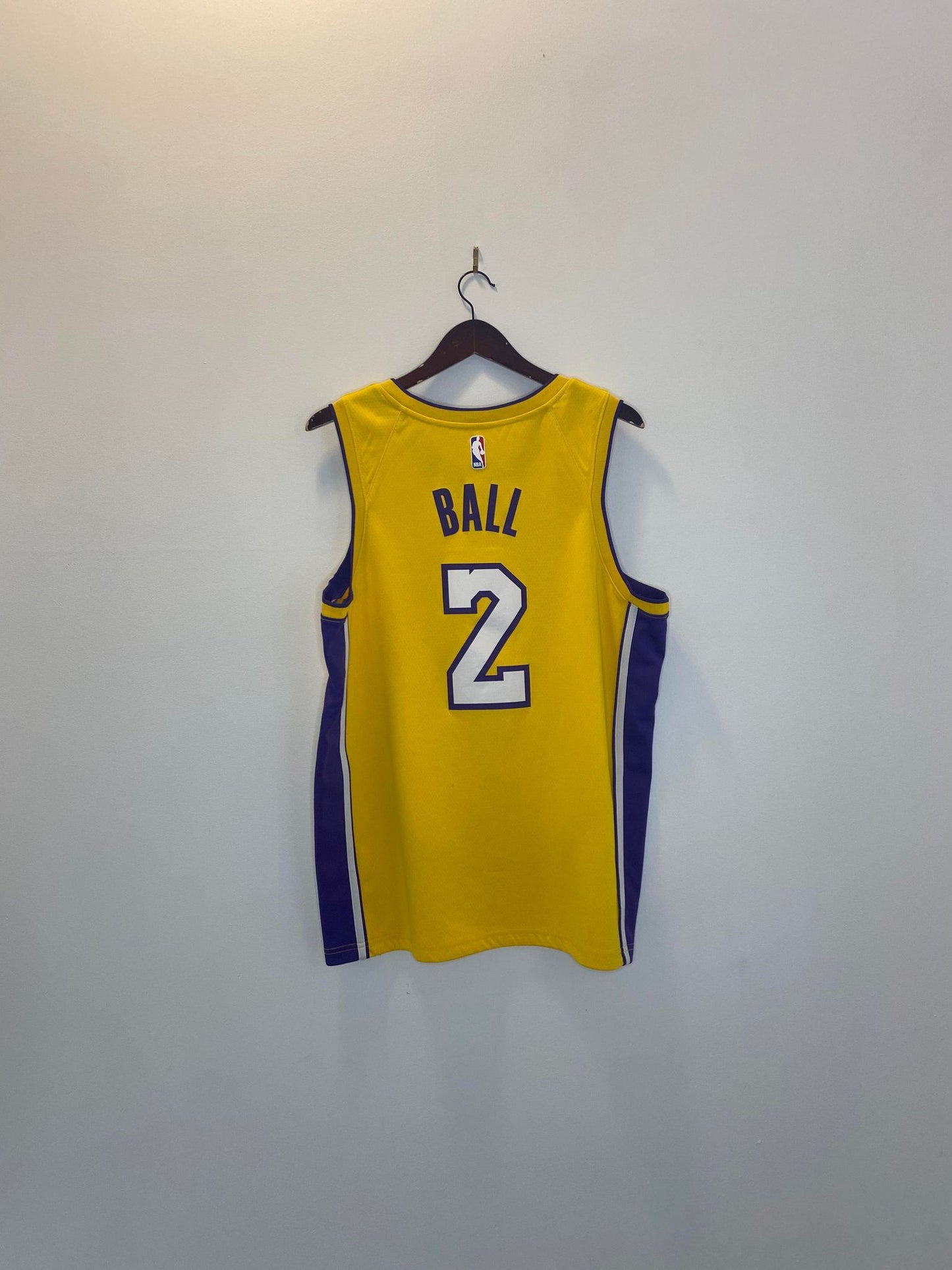 NIKE x NBA x Los Angeles LAKERS x Lonzo Ball Yellow Short Sleeve Basketball Jersey - XL