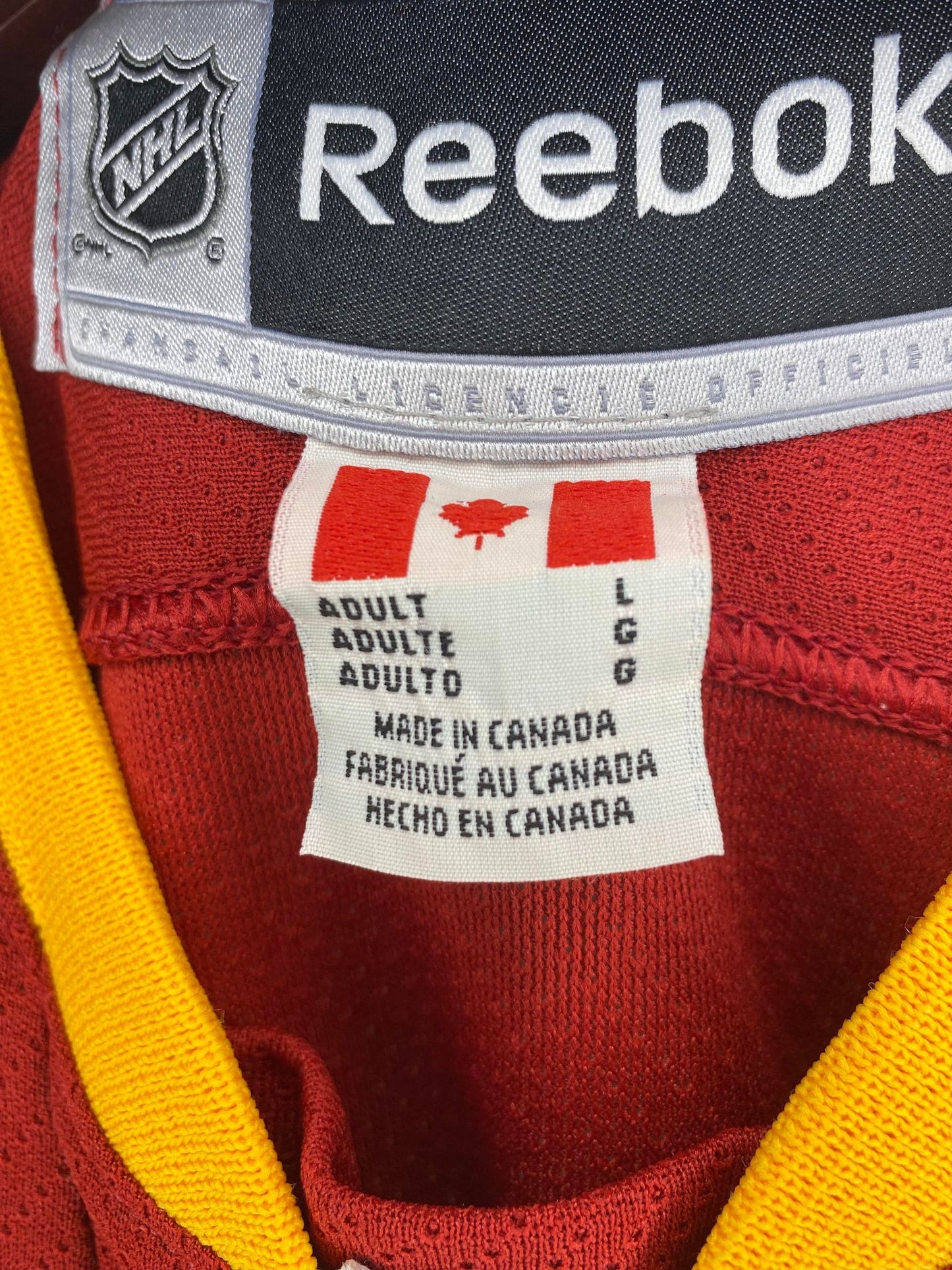 Reebok x NHL x Calgary FLAMES x Heritage Classic 2011 x Red/Yellow Long Sleeve Hockey Jersey - L