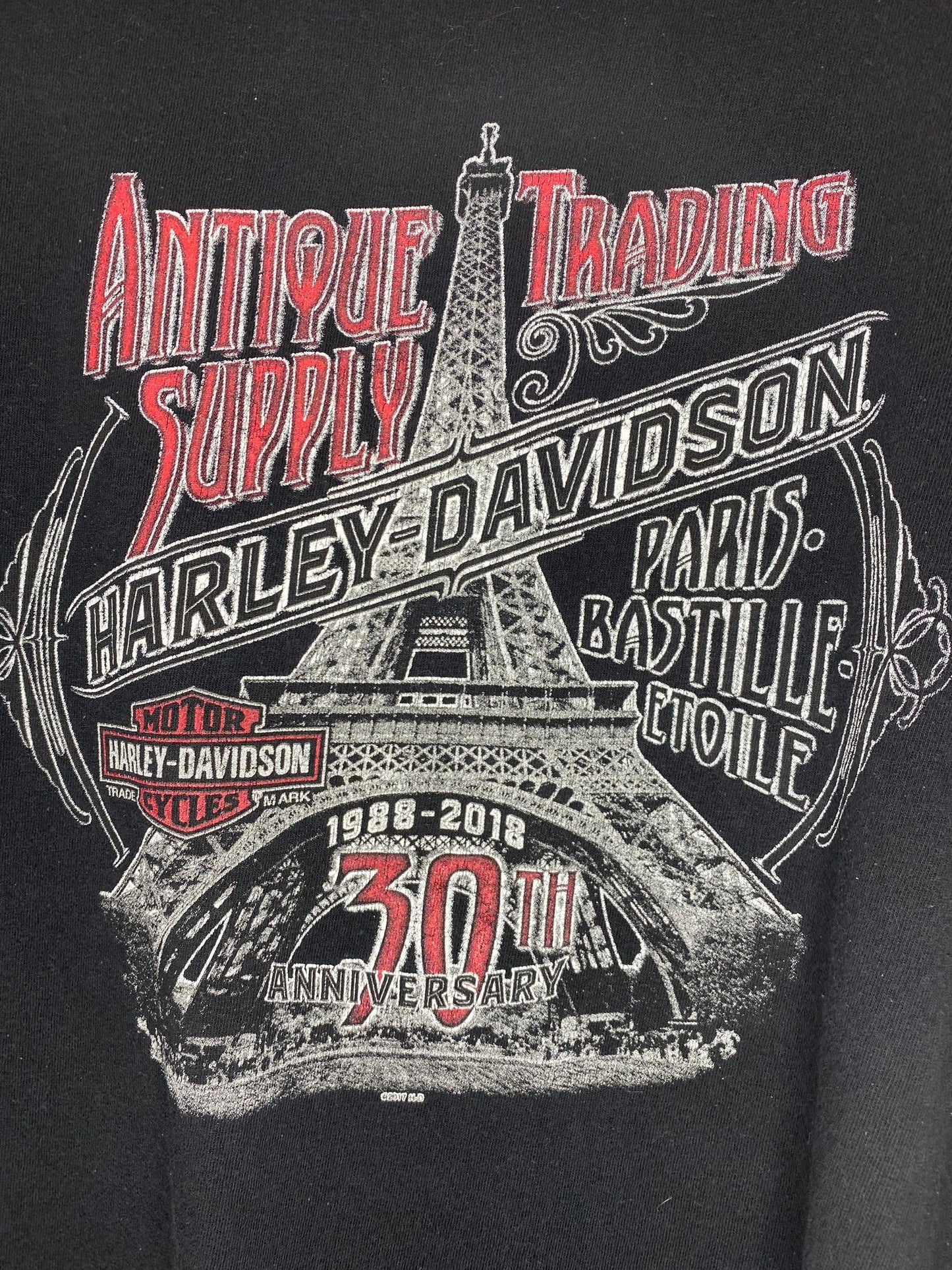 Harley Davidson x Antique Trading Supply x Paris-Bastille-Etoile, France Black Graphic Tee - L